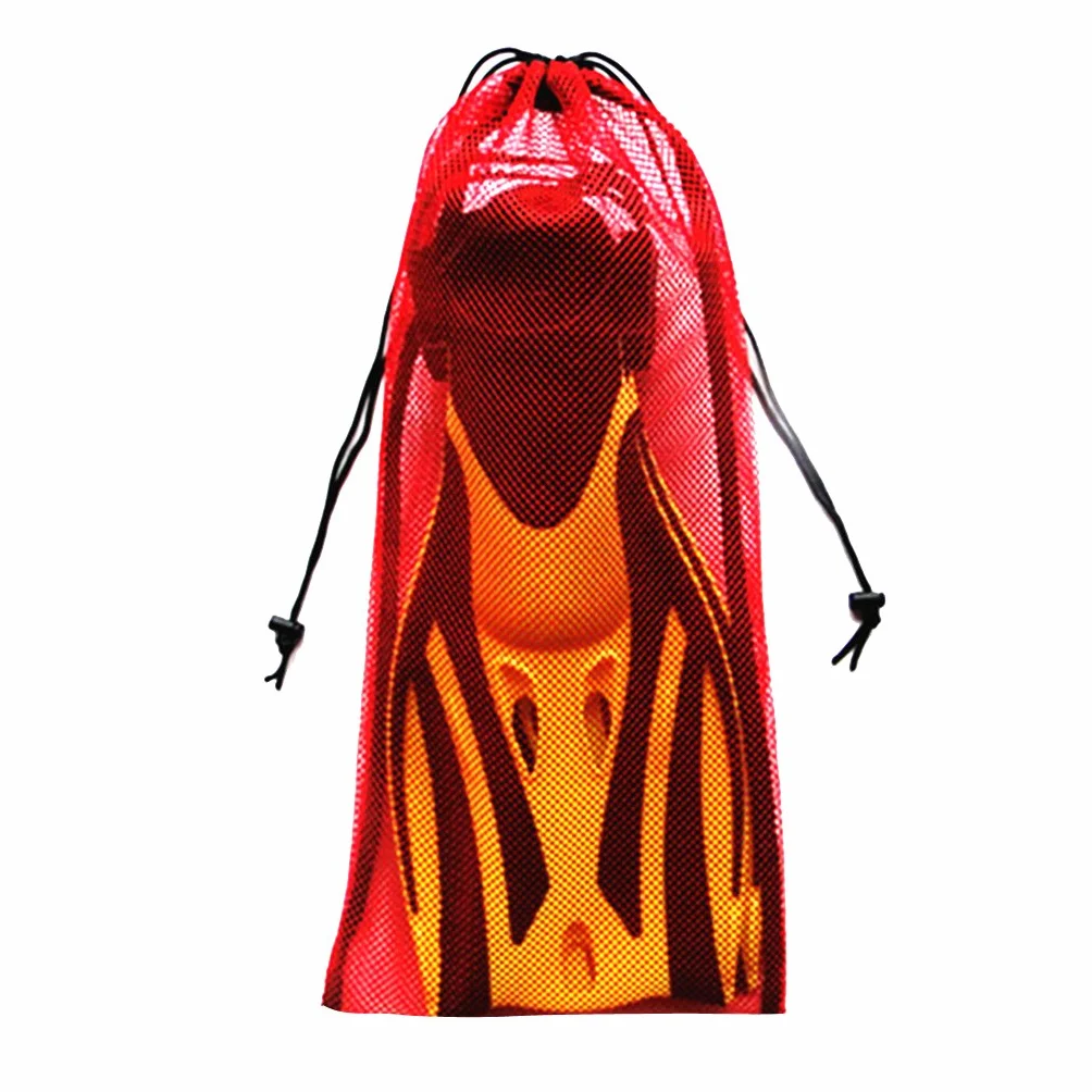 Torba a rete con coulisse per attrezzatura da snorkeling pinne subacquee maschera viola