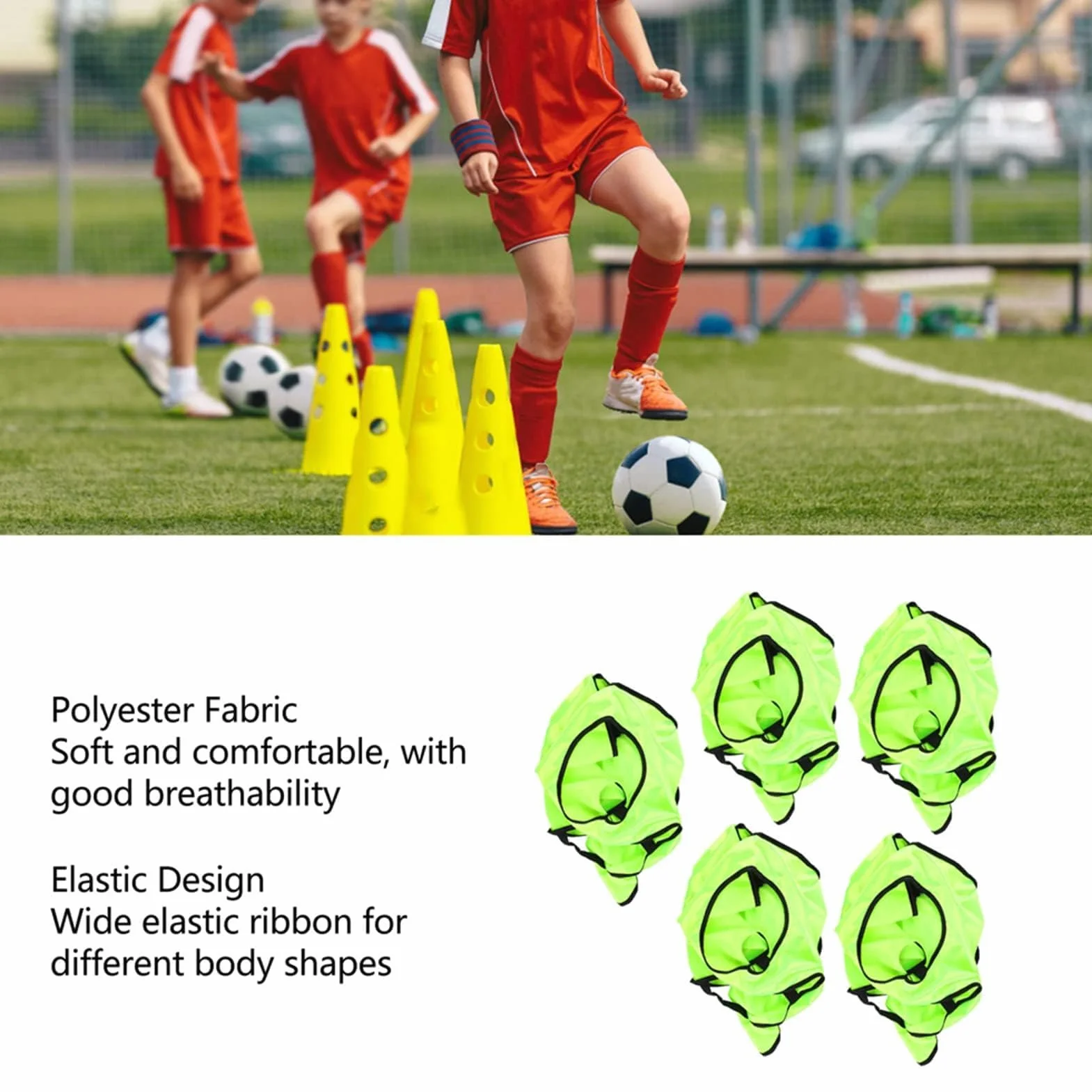 Agatige Gilet da Allenamento Calcio 5 Pezzi Scrimmage Squadra Pratica Maglia Bambino Giovani Sport