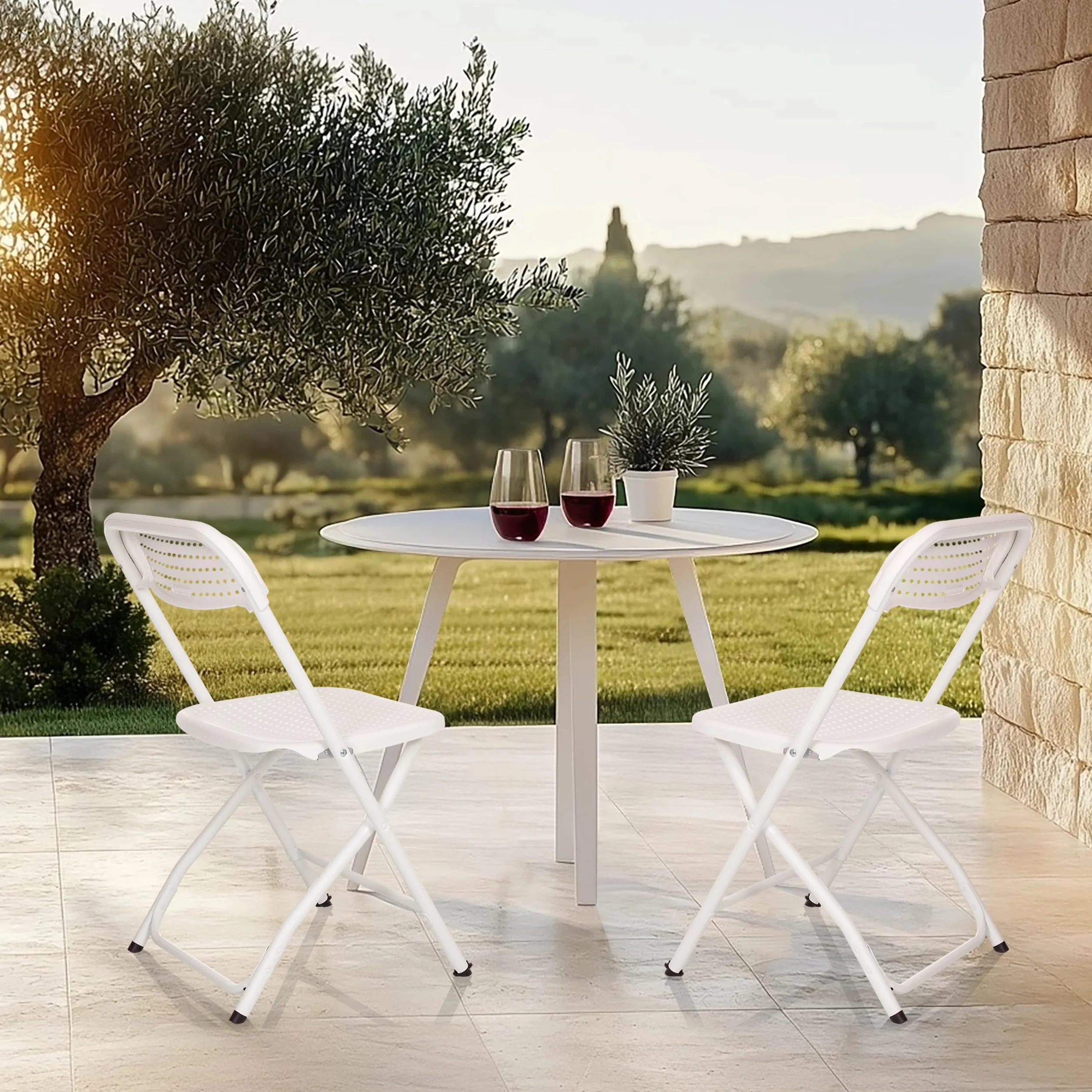HJH Office Sedia Pieghevole TUDELA XXL PRO W, Bianca, Moderno, Pieghevole, Portatile, 250 kg, Plastica, Ideale per Pranzo, Esterno, Pieghevole, Leggero, Risparmio di Spazio