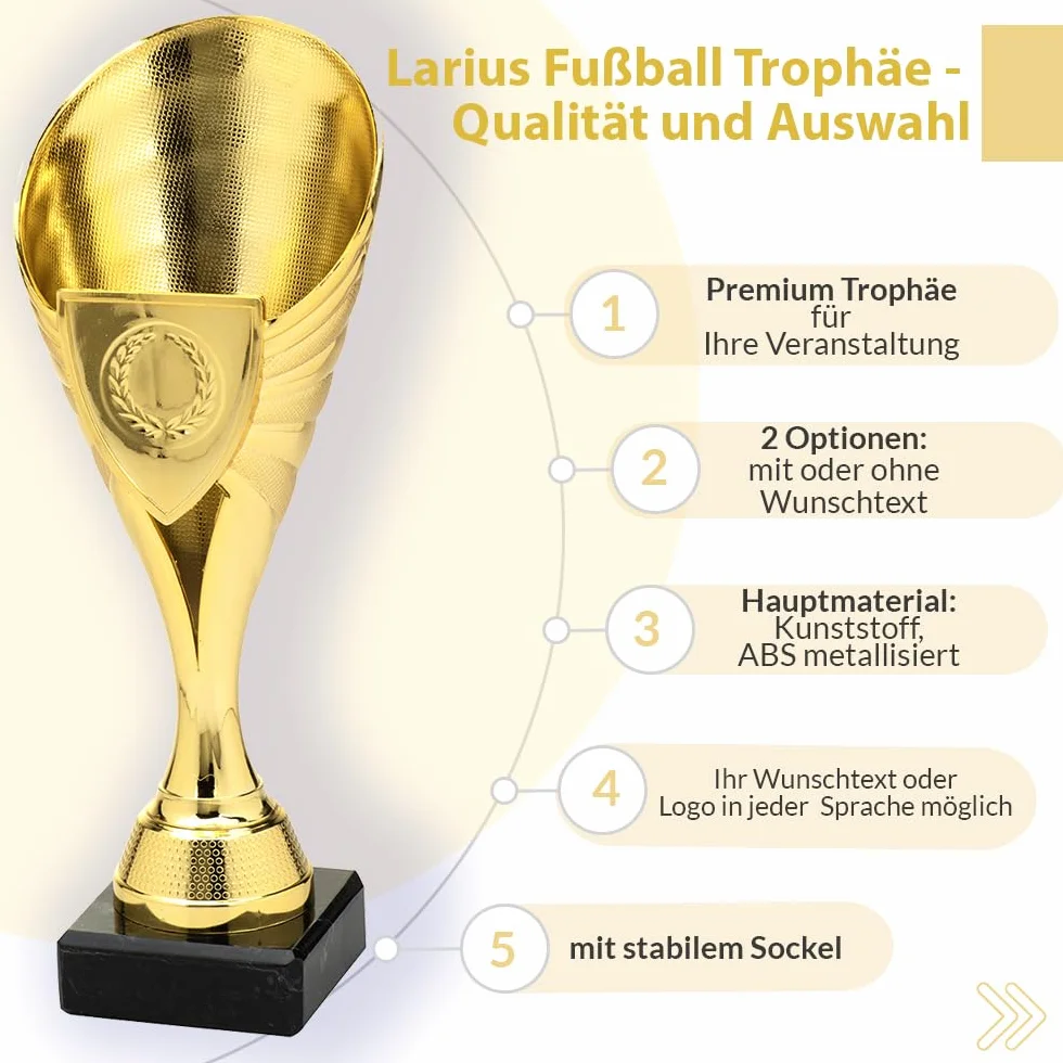 Larius Coppa 21 cm 220 g trofeo universale con base in marmo personalizzabile B1