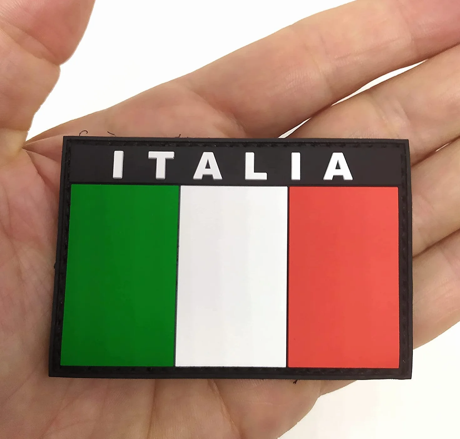 Toppa Patch Bandiera Italia Velcrata Italia 3D con strappo in PVC Bandiera Italiana 7,5x5 cm