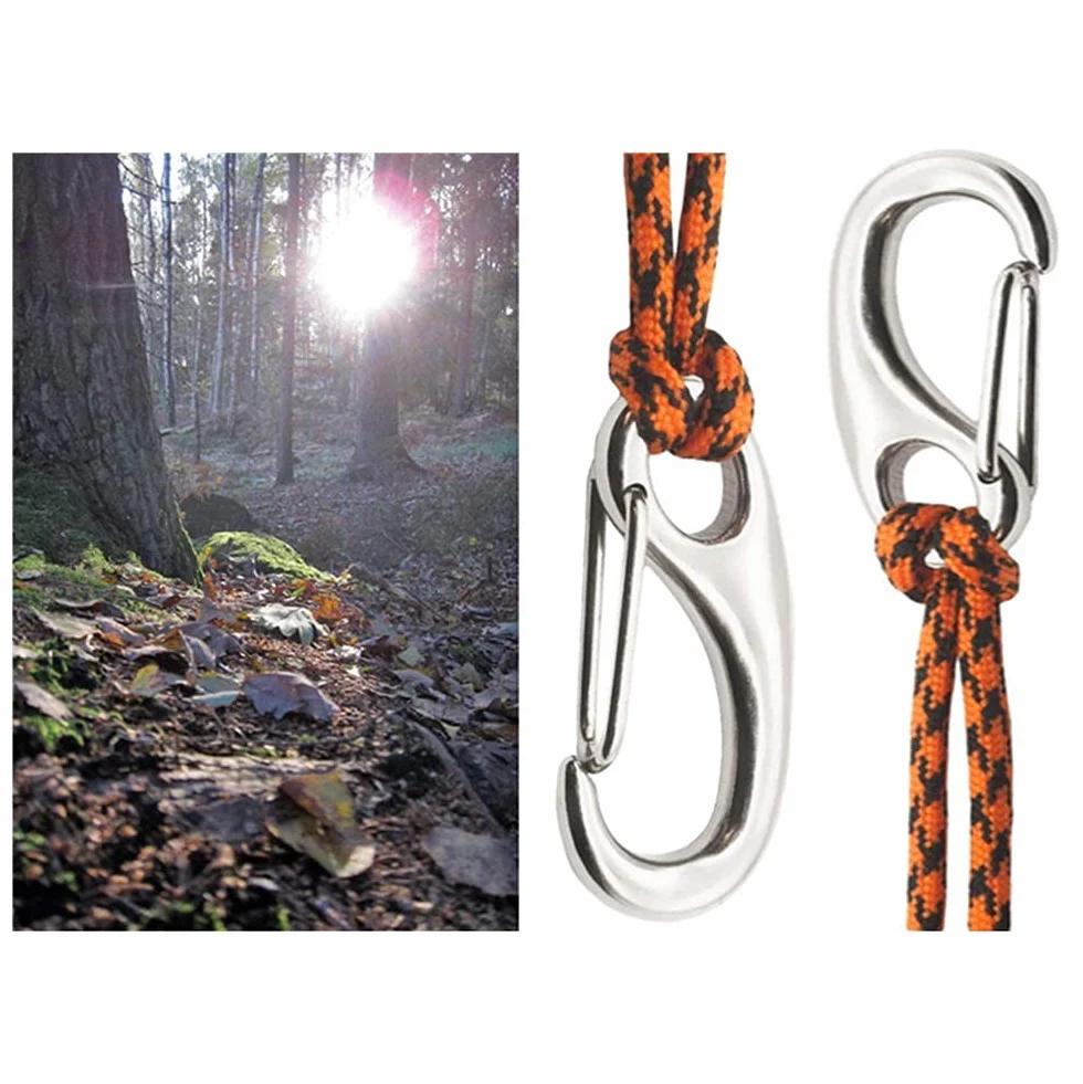 Moschettone a Molla 304 Acciaio Inox 50 mm Ganci a Scatto per Alpinismo Campeggio