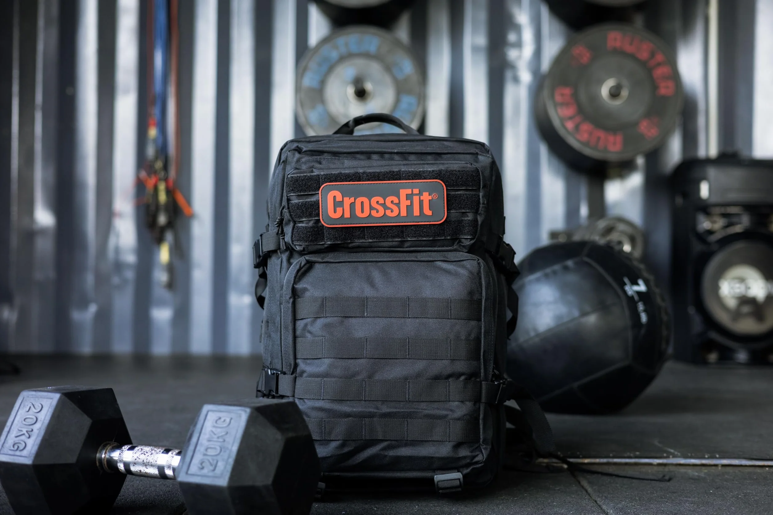 Toppa in PVC CrossFit per zaino tattico, palestra o viaggio – Rilievo 3D – compatibile con chiusura a strappo maschio e femmina incluso (rosso e nero)