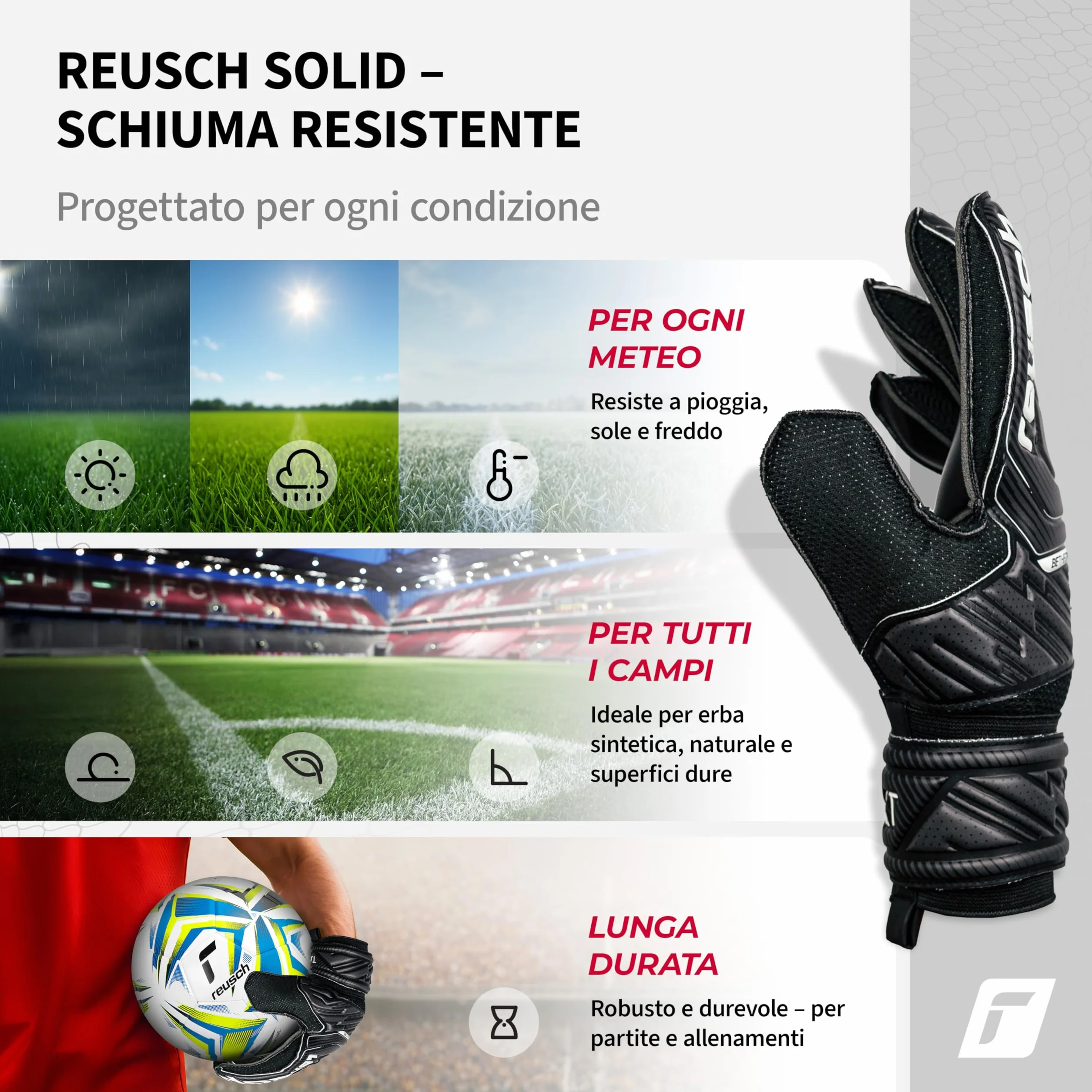 Reusch Attrakt Solid Guanti da Portiere Lattice Sintetico Full Strap Elastic Cuff