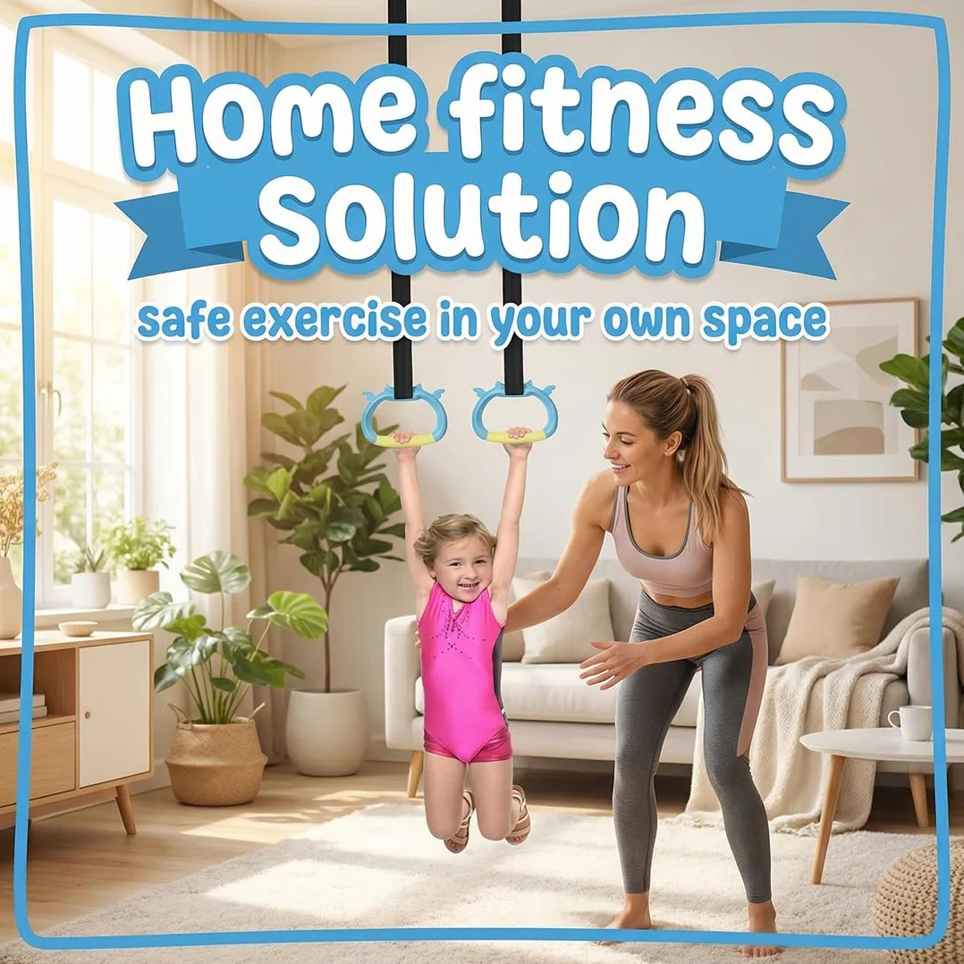 Anelli da Ginnastica per Bambini con Cinghie Regolabili - Attrezzatura Palestra per Allenamento