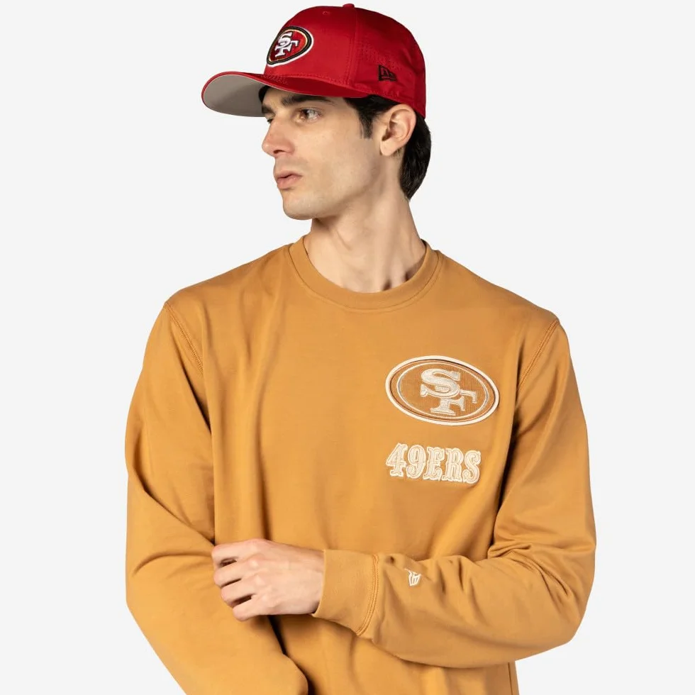 San Francisco 49ers Maglione Girocollo Unisex con Logo NFL Select Bronzo Chiaro