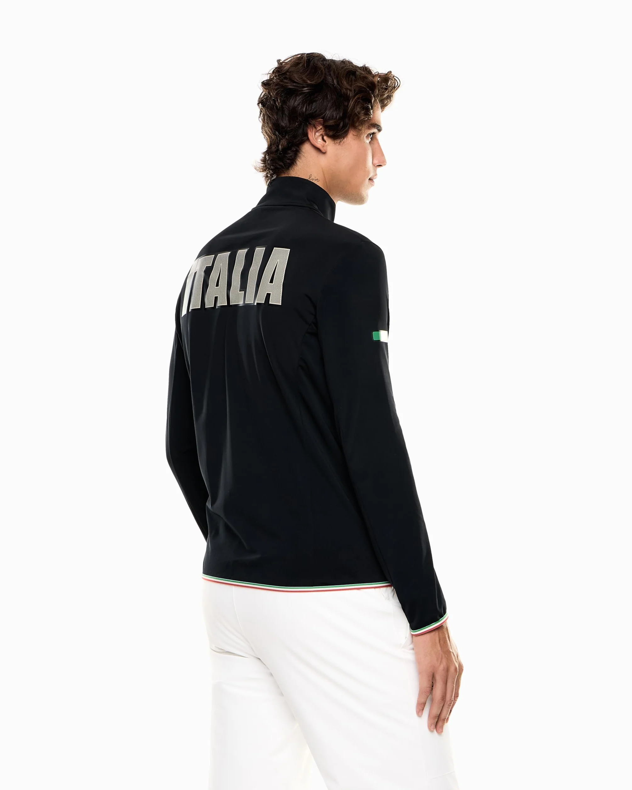 Emporio Armani EA7 Italia Team Olimpiadi 2026, Felpa con Zip da Sci in Tessuto Powerstretch da Uomo, 7M001269