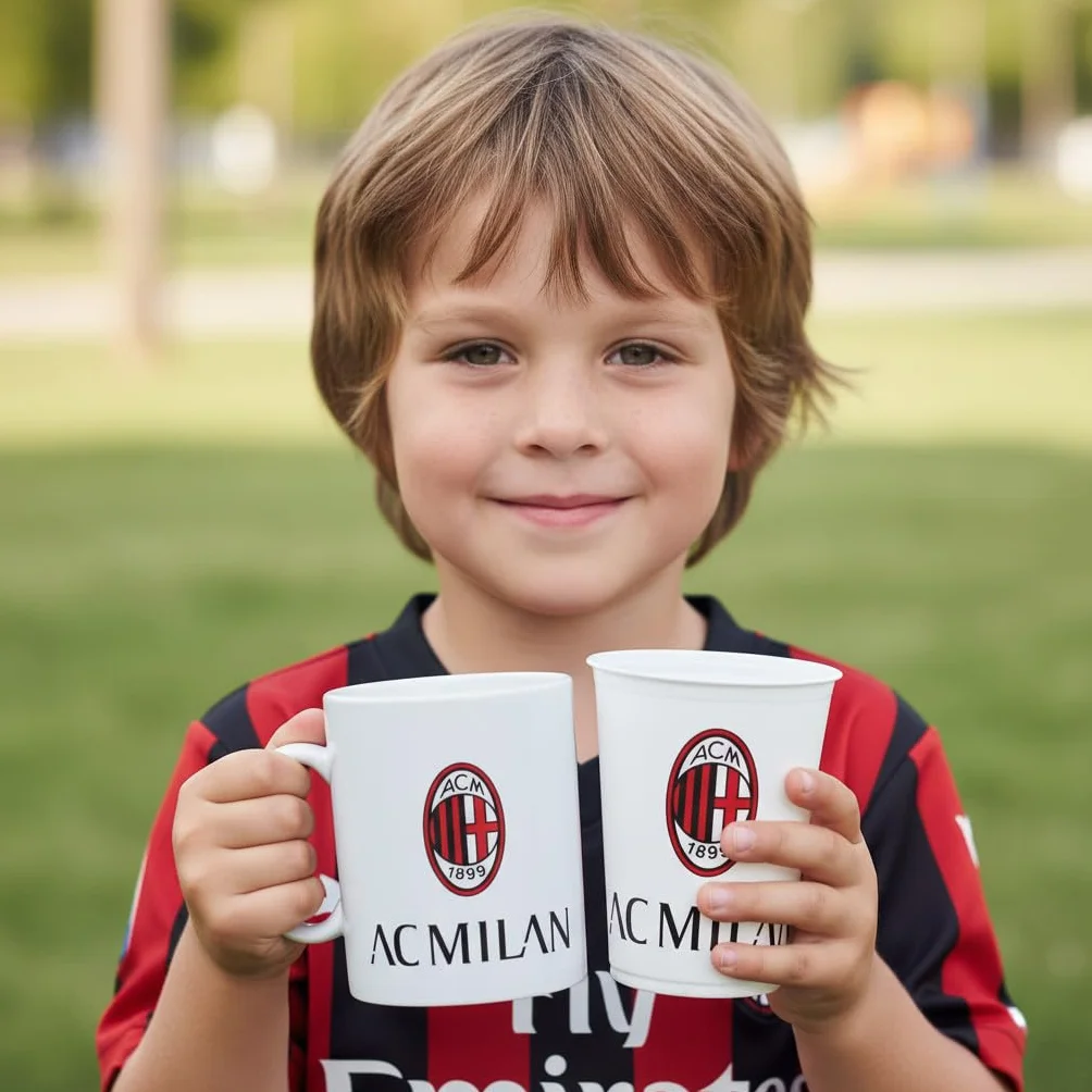 ILS I LOVE SHOPPING Set Regalo Bicchiere Tazza Tifoso Senza BPA Prodotto Ufficiale MILAN