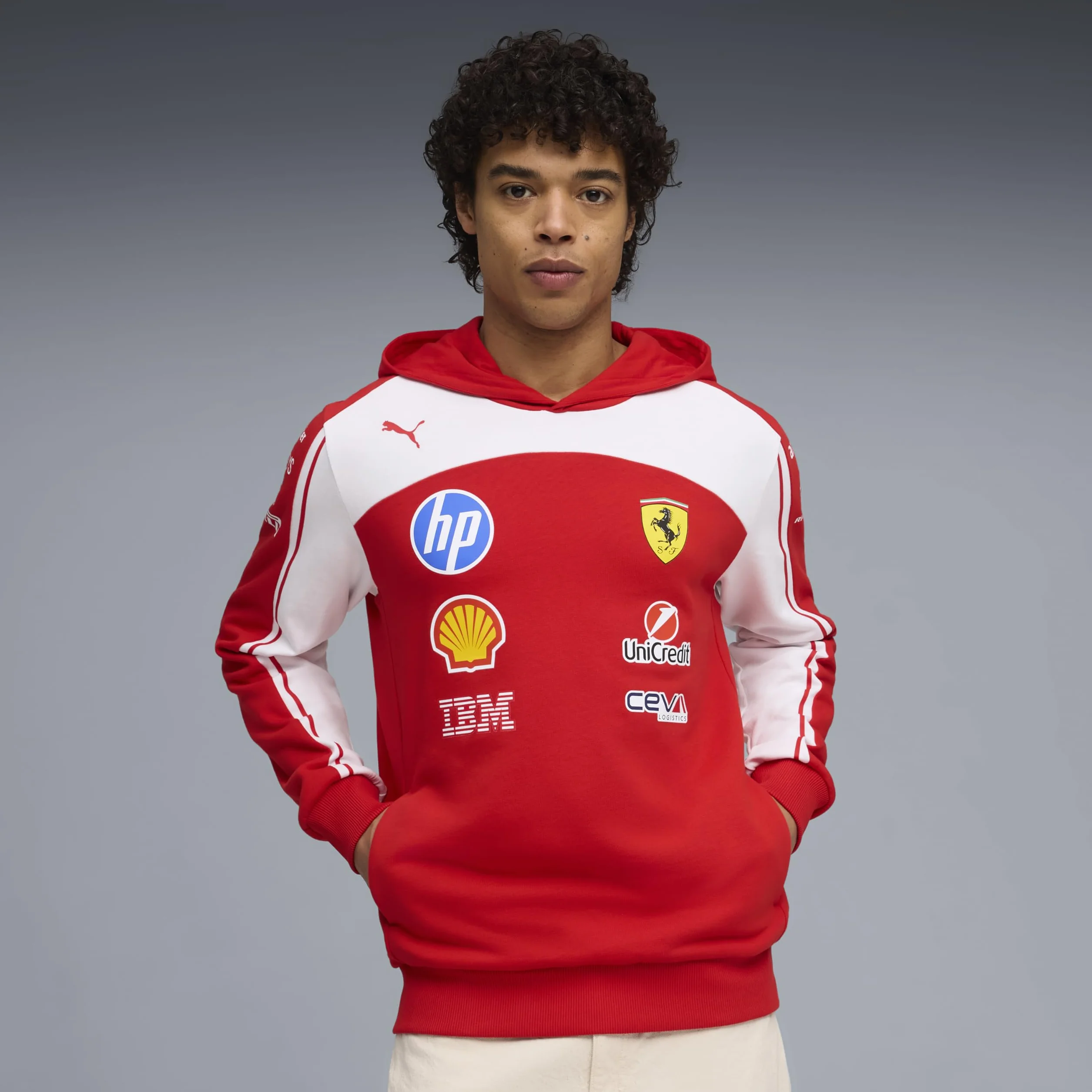 PUMA Scuderia Ferrari F1 2026 Felpa con Cappuccio Team Uomo - Rosso