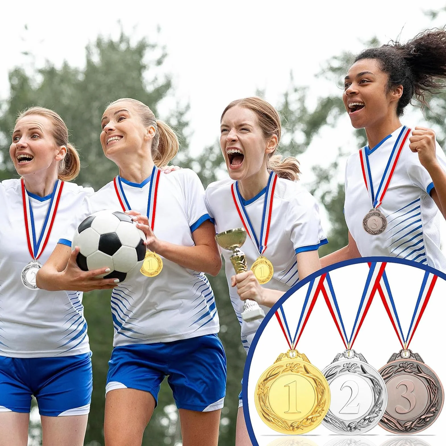 Medaglie di Premio Oro Argento Bronzo con Nastri Diametro 5,0 cm per Sport Concorsi