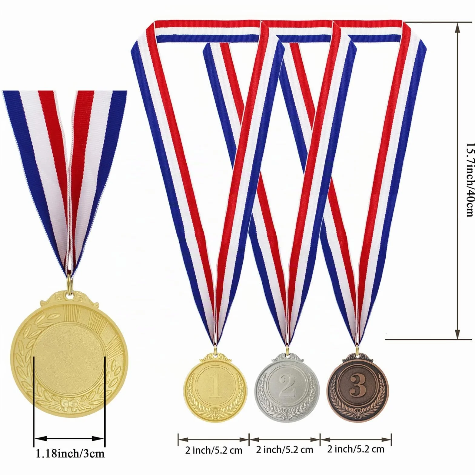 Donrime Medaglie Premiazioni Metallo 12 Pezzi Oro Argento Bronzo per Bambini Adulti