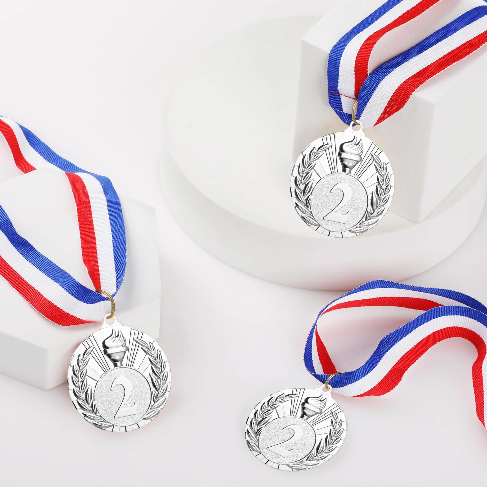 GeeRic 12pz Medaglie d'oro in Metallo con Nastro per Bambini Studenti Giocatore Atleta Competizione Sport Festa