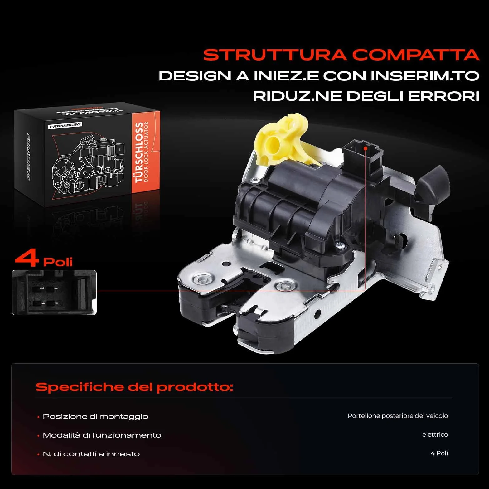 Frankberg Serratura porta serratura auto Portellone posteriore Compatibile con P.a.s.s.a.t Variante 3G5 CB5 T.i.g.u.a.n AD1 AX1 T.o.u.r.a.n 5T1 Golf VIII CD1 Golf VIII Variante CG5 DB5 5TA827505C