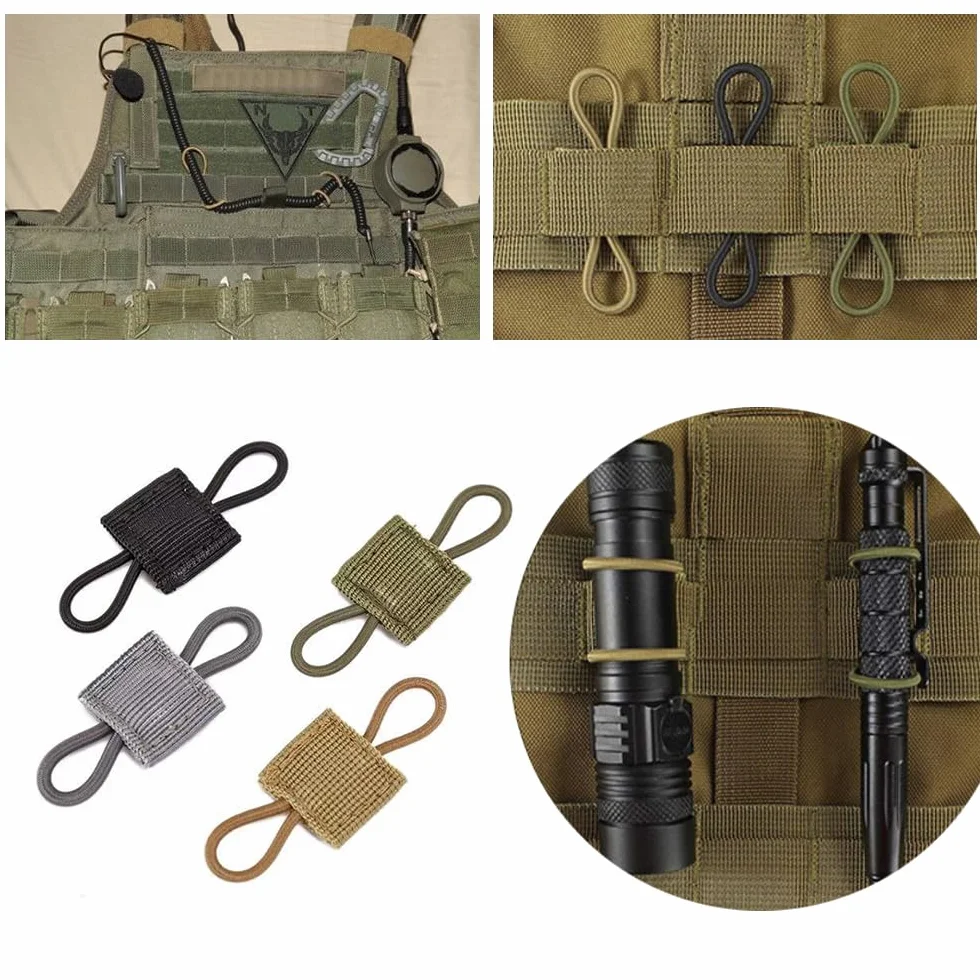 Tattico Molle Retainer Fitting 16 pezzi, fettuccia tattica, portachiavi all'aperto (4 colori)