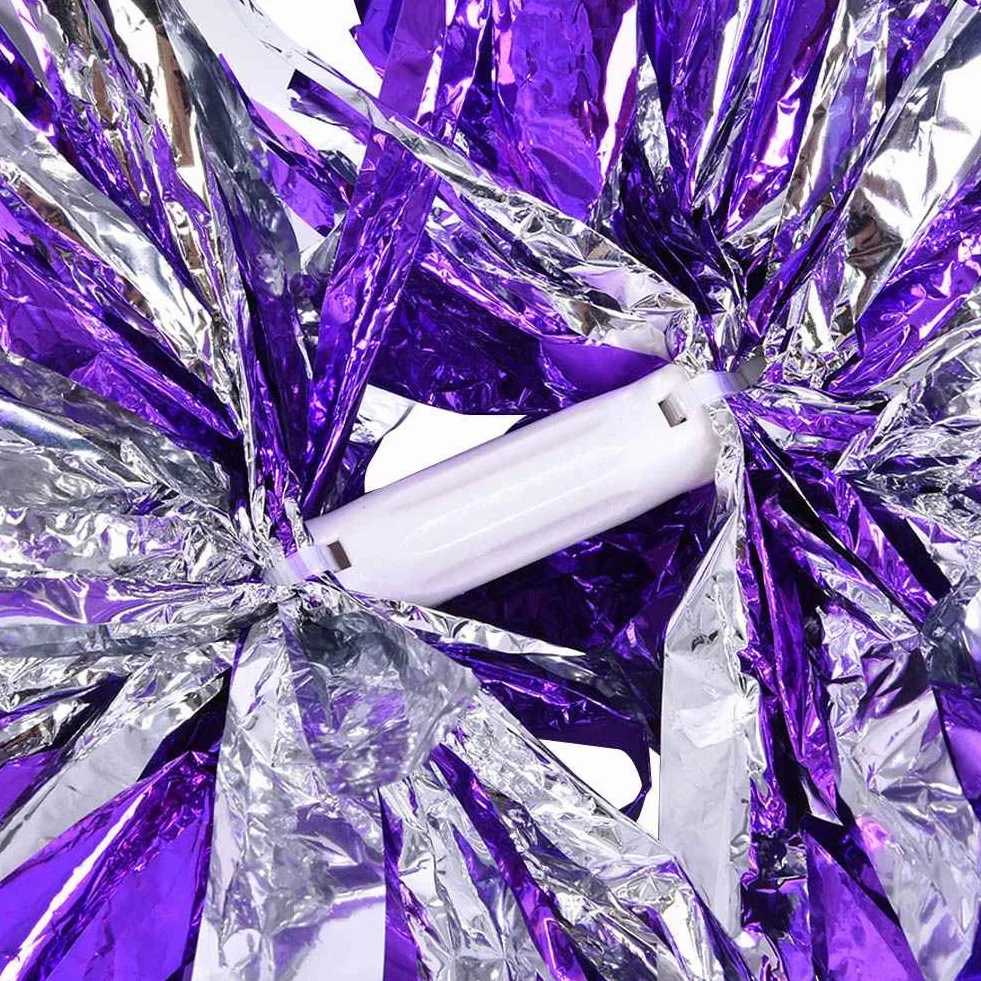 Pompon Aerobici Leggeri e Resistenti Argento e Viola per Danza Sportiva