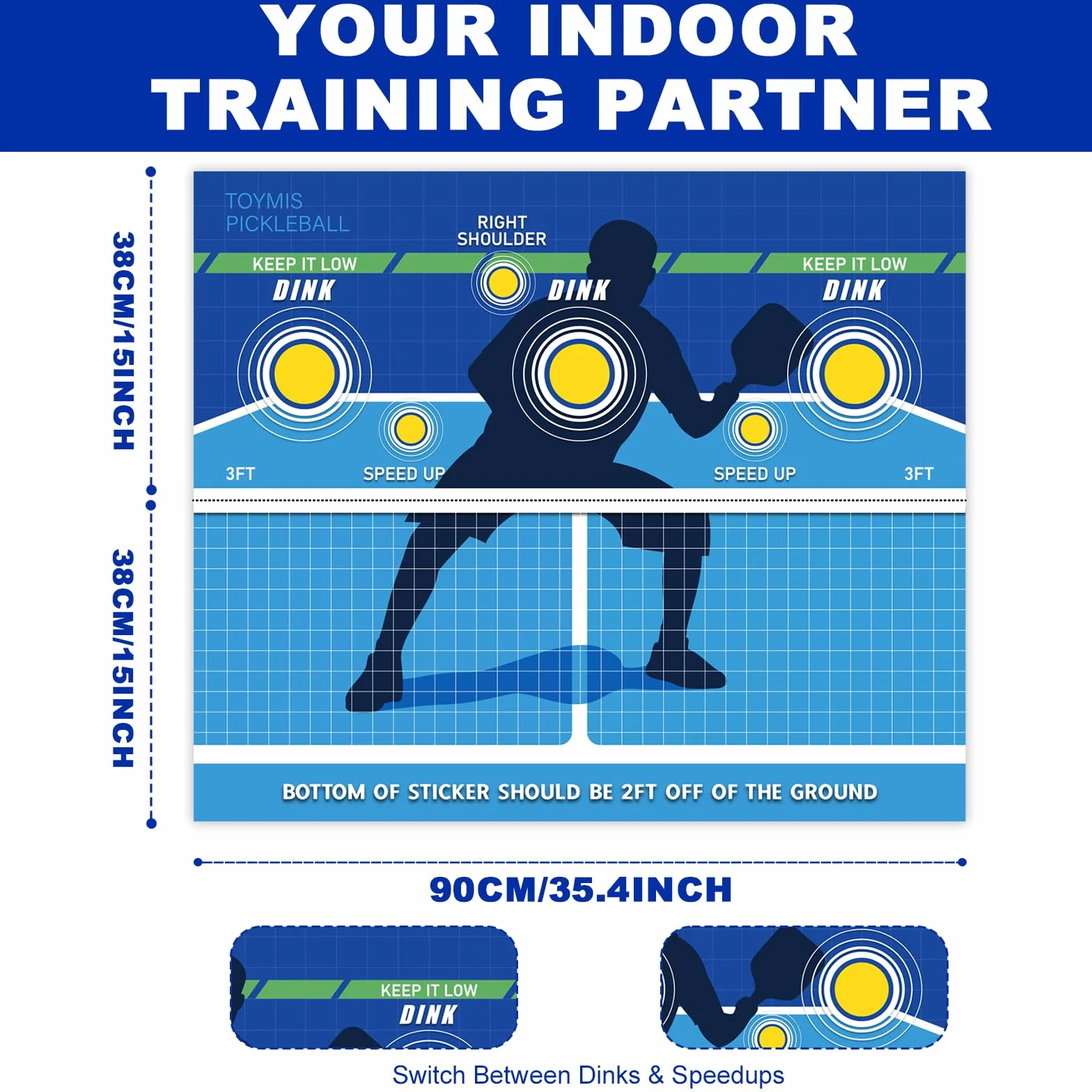 TOYMIS Pickleball Training Pad, Portable Pickleball Practice Poster, Wall Dink Pad for Any Wall