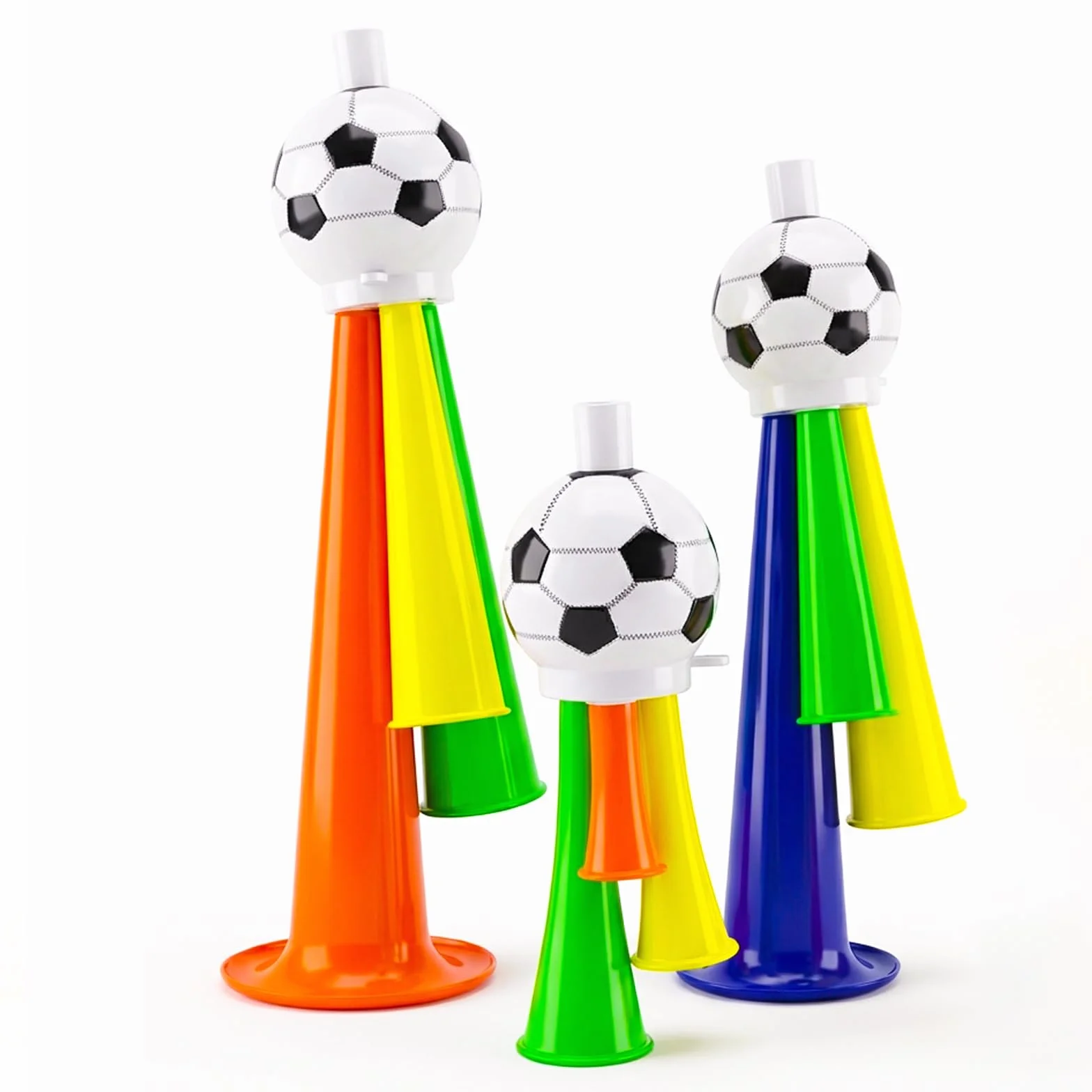 OHAANYY Set di 3 Vuvuzela Professionali per Tifosi, 3 Misure (S/M/L) con Corda, Plastica, per Adulti