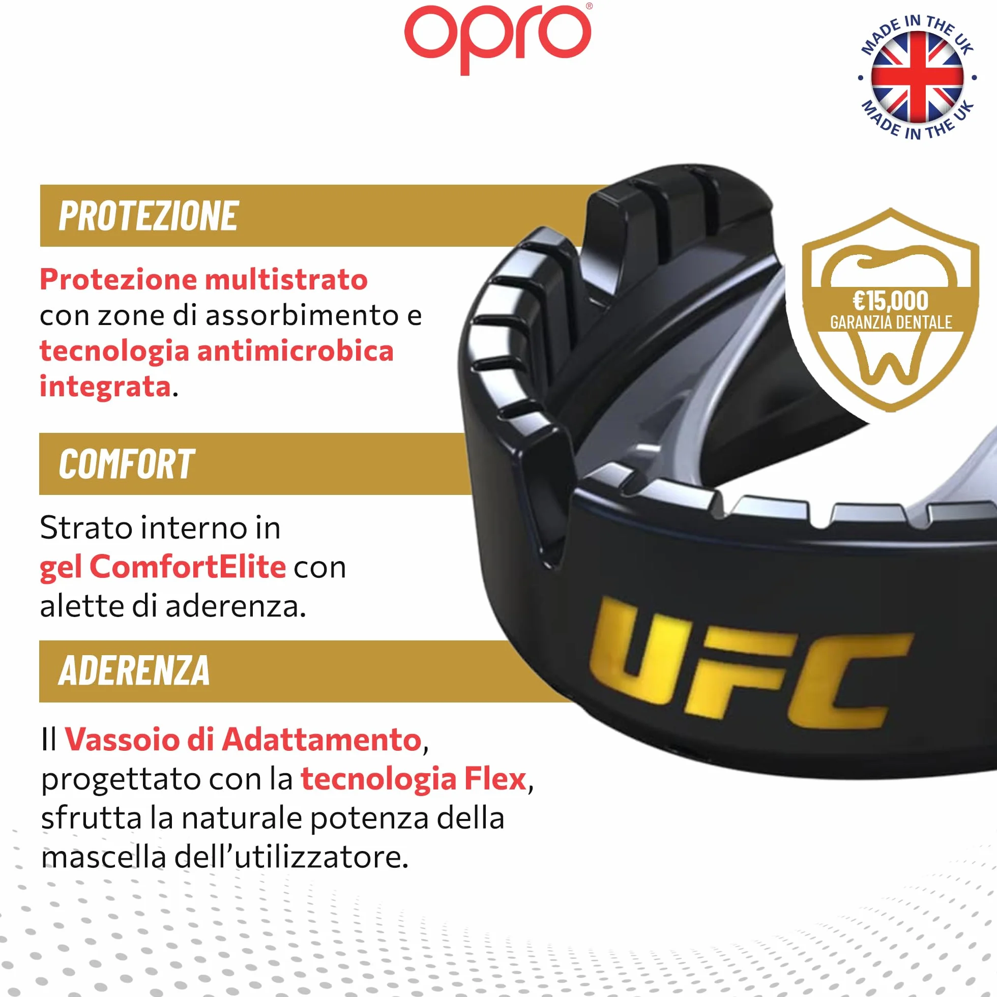 OPRO Paradenti per Apparecchi Ortodontici Livello Oro Protezione Dentale Adulti Boxe MMA Rugby Hockey