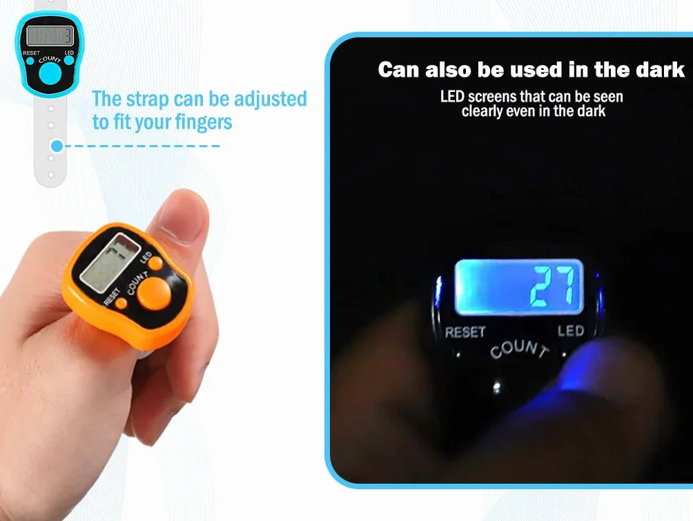 Contatori Digitali con Luce LED 8PCS, Mini Contatore delle Dita Elettronico LCD per Sport Golf Preghiera