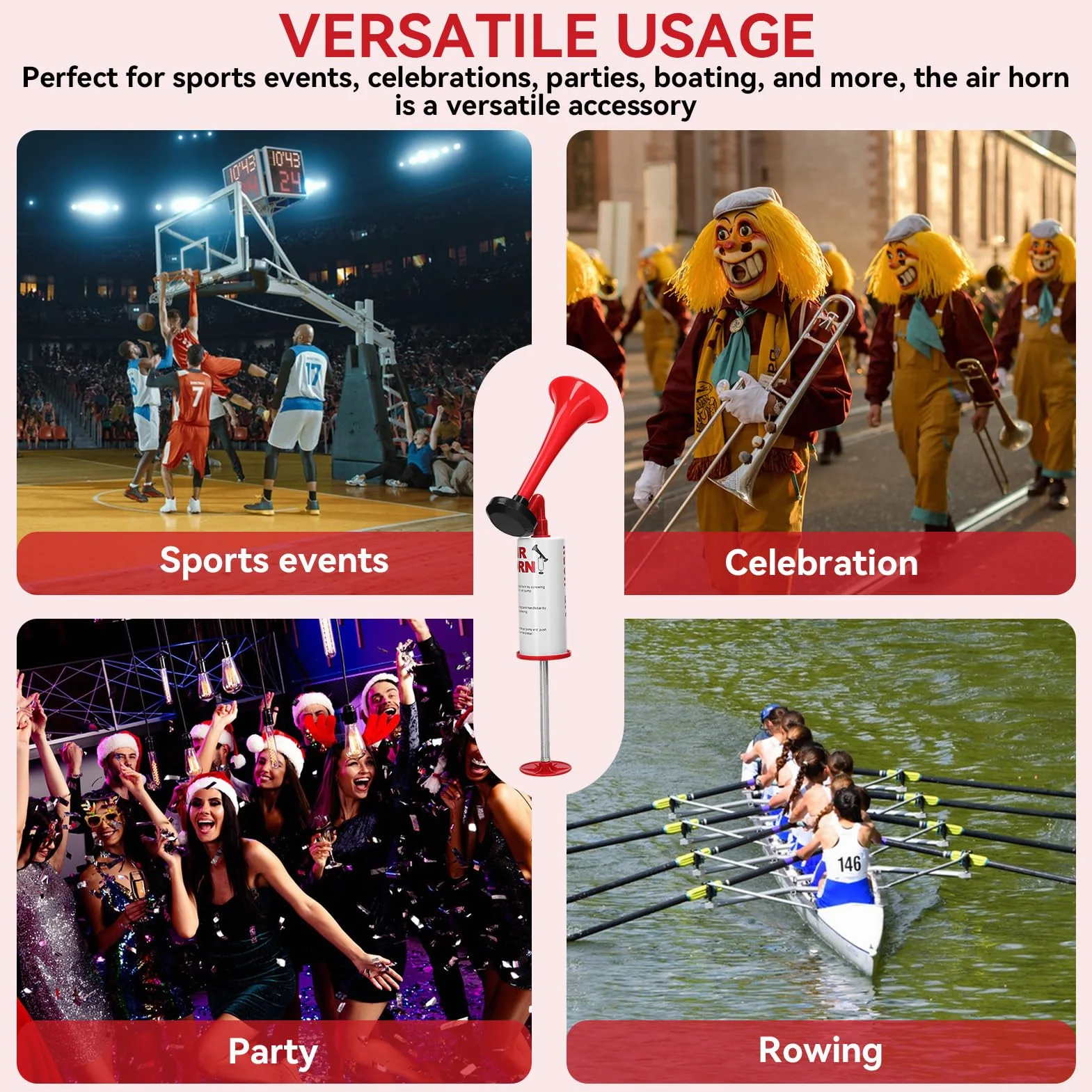 Tromba Da Stadio, Mini Tromba Ad Aria Con Pompa a Mano, Tromba Stadio Manuale, Air Horn, Fanfara Ad Alta Pressione D'aria, Estremamente Forte Trombetta per Partite Calcio Eventi Sportivi Nautica
