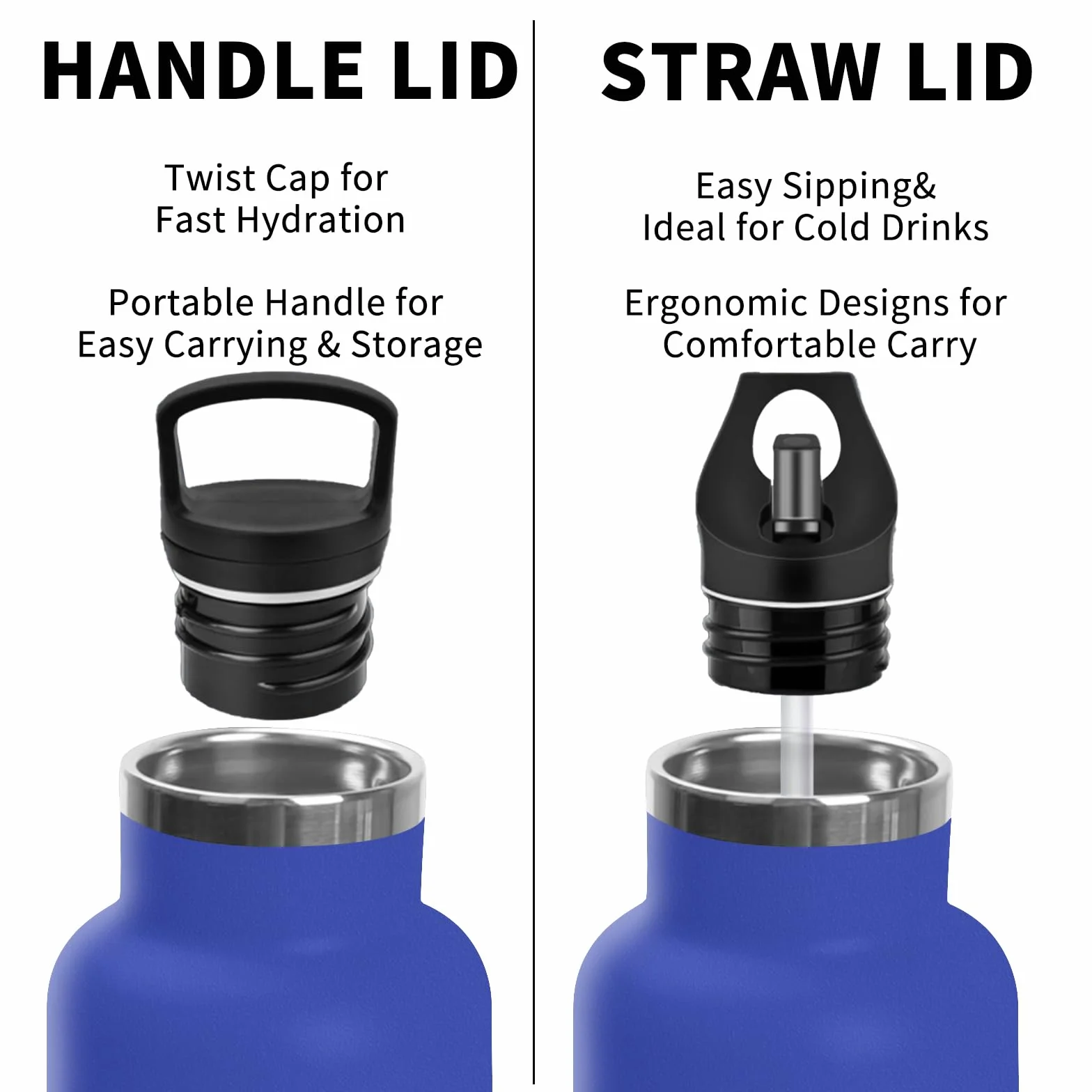 Borraccia Termica 750 ml Acciaio Inossidabile 18/8 Senza BPA con Cannuccia Senza Perdite per Campeggio Viaggio Palestra