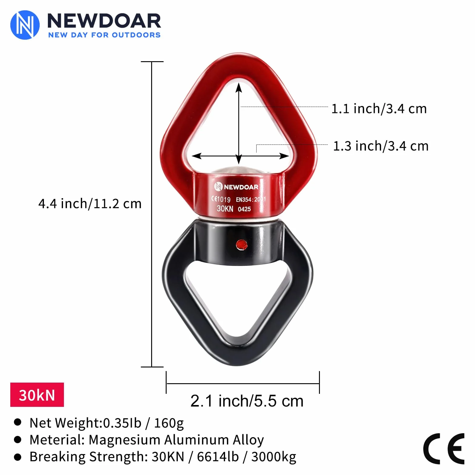 NewDoar Swing Swivel, Dispositivo Girevole Micro Rotatore Certificato CE 30KN per Altalena Danza Aerea Yoga