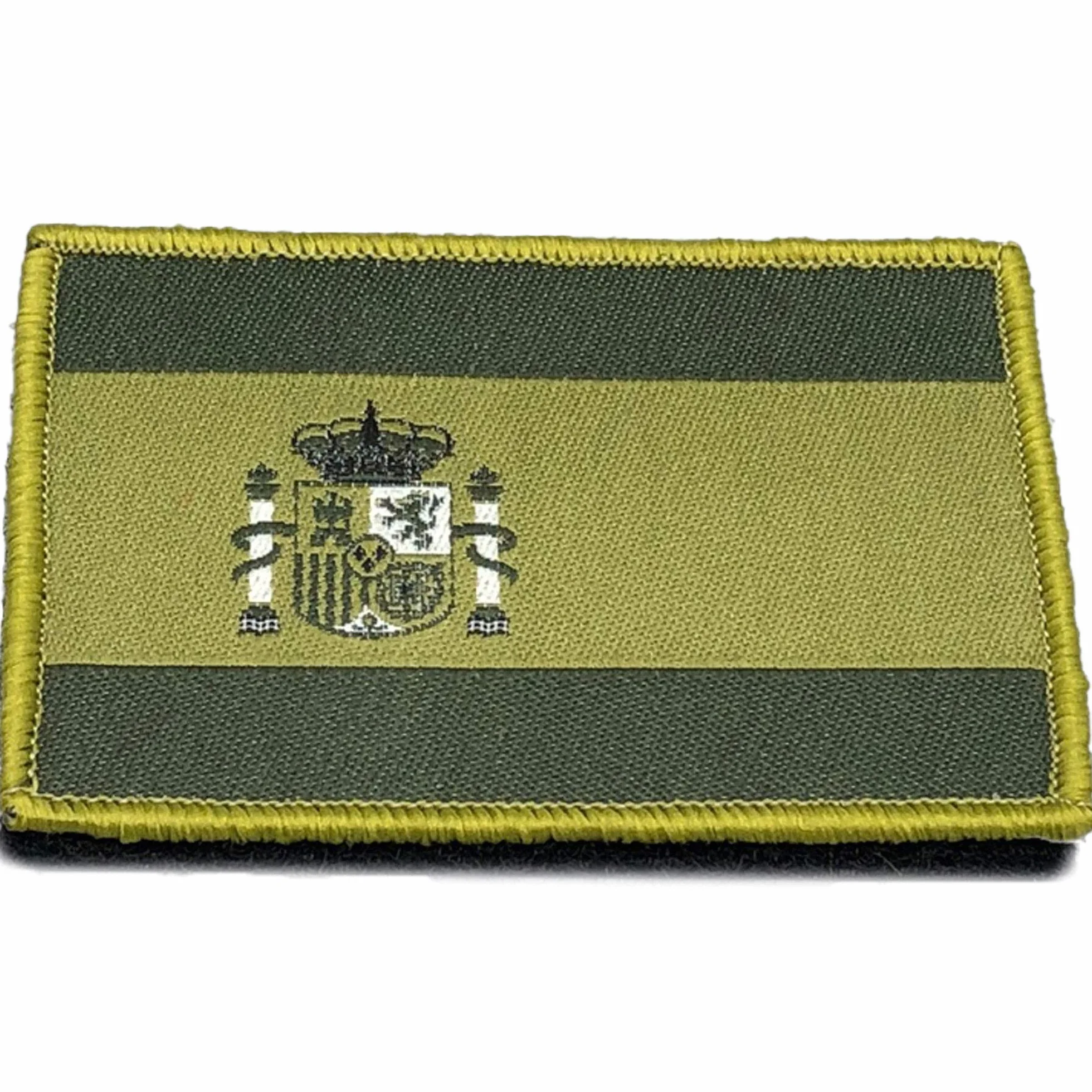Adesivo Bandiera Spagna - Bandiere del Mondo - Patch Militari Bandiera della Spagna Verde con Velkro - Bandiera Europea - Maglia Spagna - Oggetti Spagnoli - 75 x 50 mm