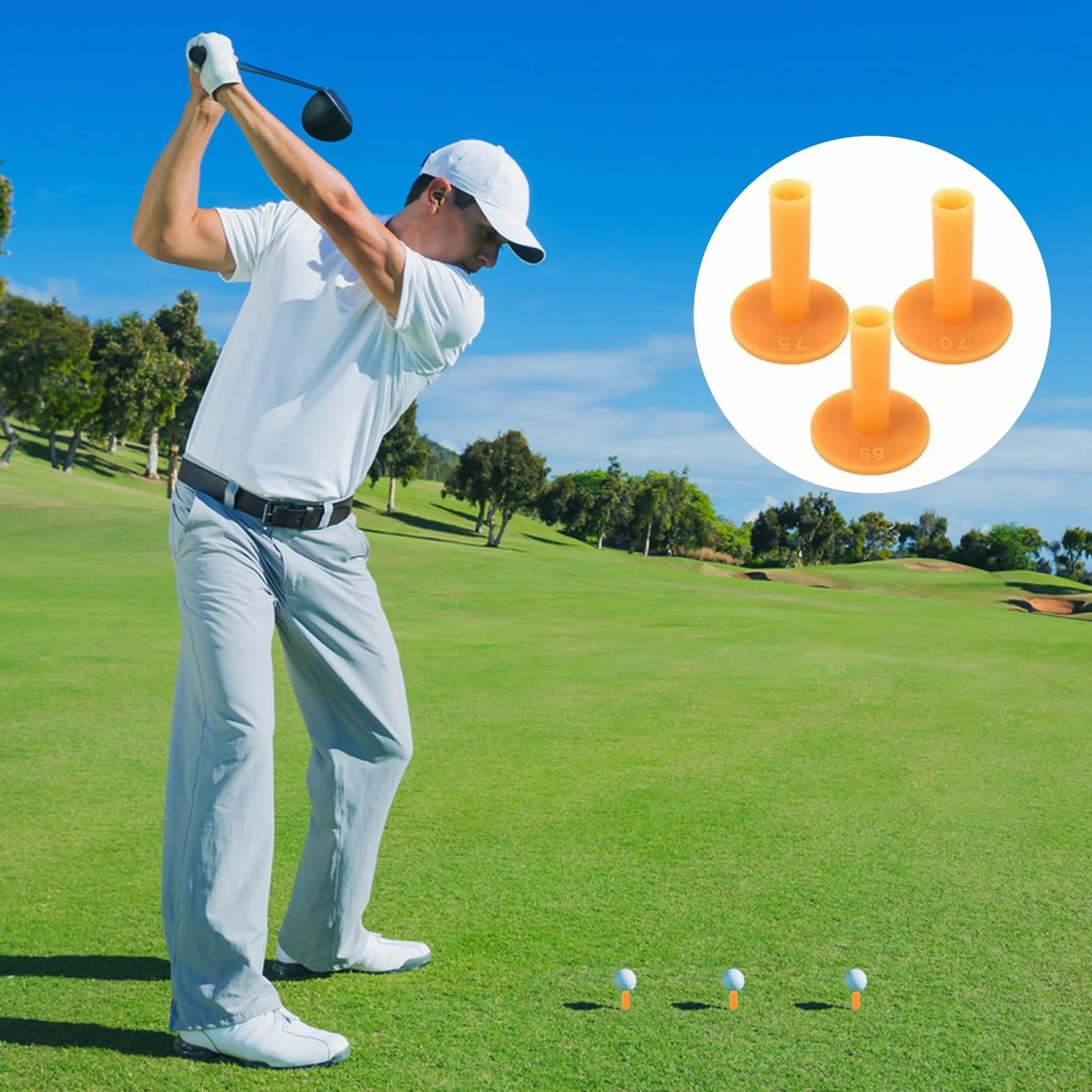Binnan Tee da Golf in Gomma, Tee da Golf Supporto per Campo Golfs, Tee da Golf Supporto in Gomma - 8 Pezzi Diverse Dimensioni per Driving Range Interni ed Esterni