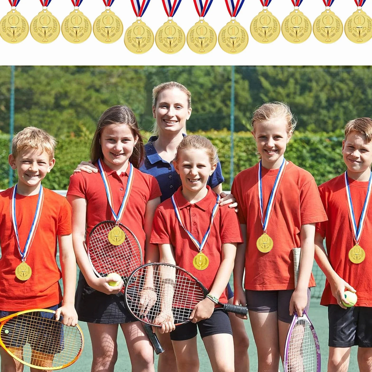 12 Pezzi Medaglie Premiazioni Metallo Oro Argento Bronzo con Nastro Vincitore per Bambini Sport 5.0cm