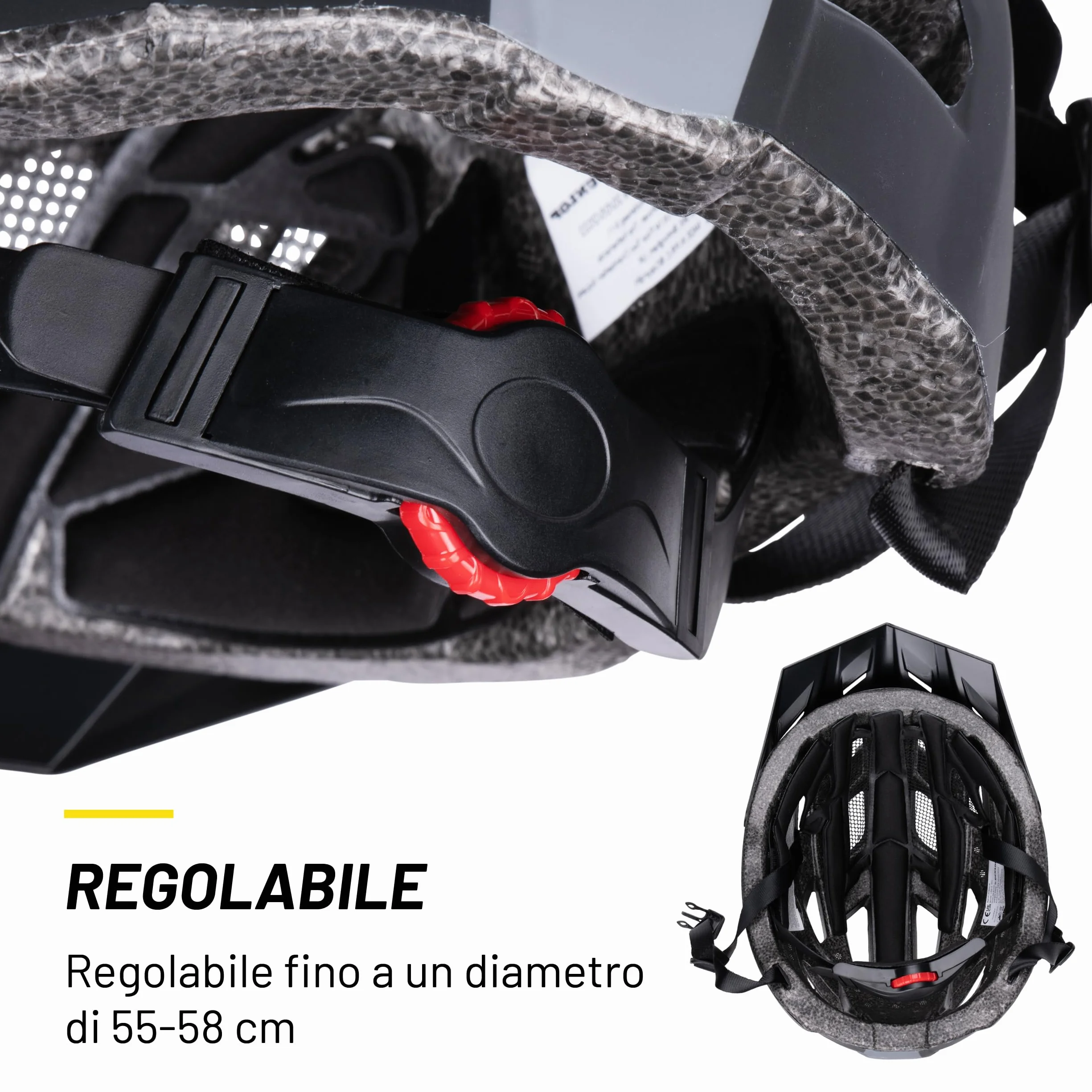 Dunlop Casco da bicicletta con luce LED regolabile 55-58 cm Nero