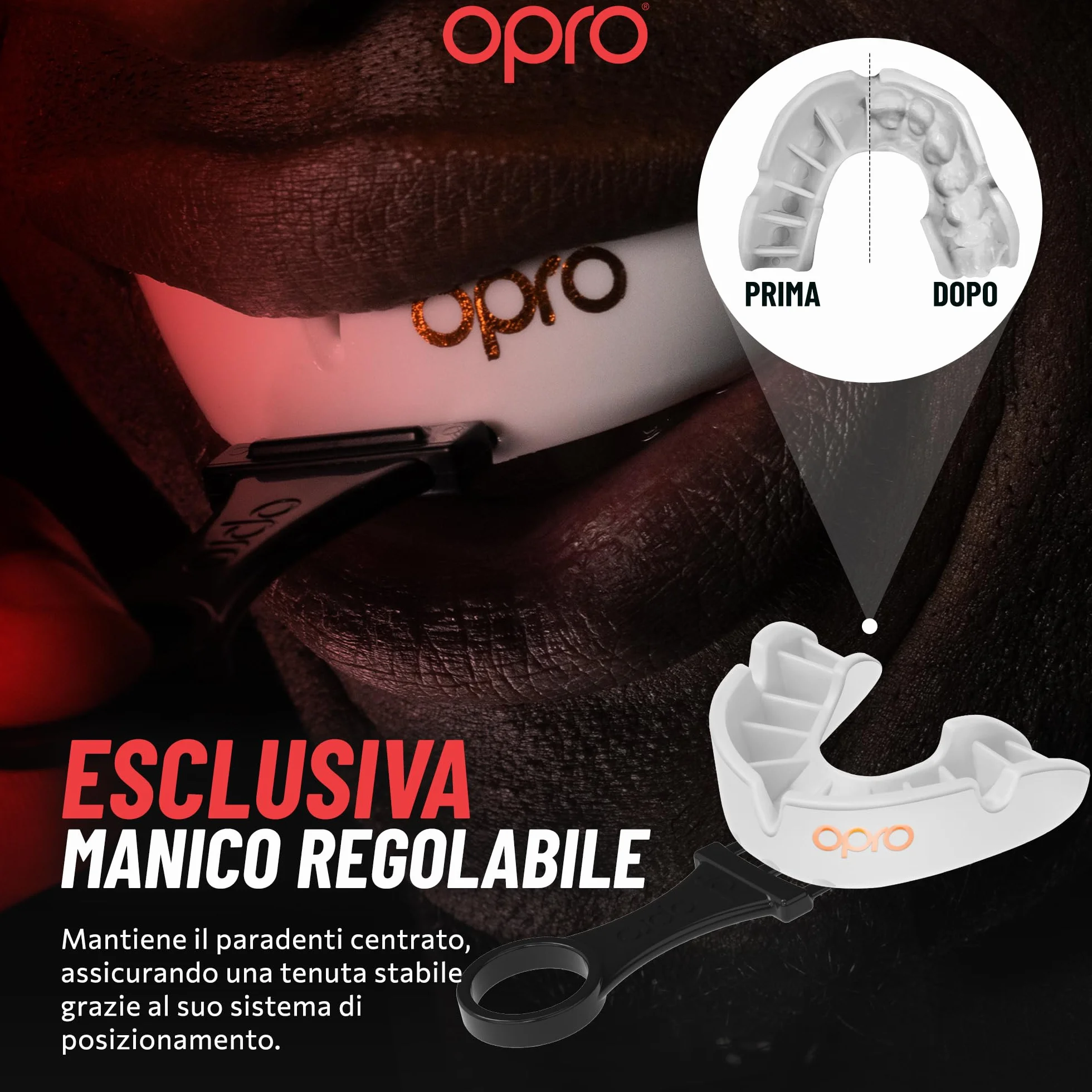 OPRO Paradenti Livello Bronzo - Aderenza Essenziale - Protezione Dentale per Boxe, MMA, Rugby, Hockey