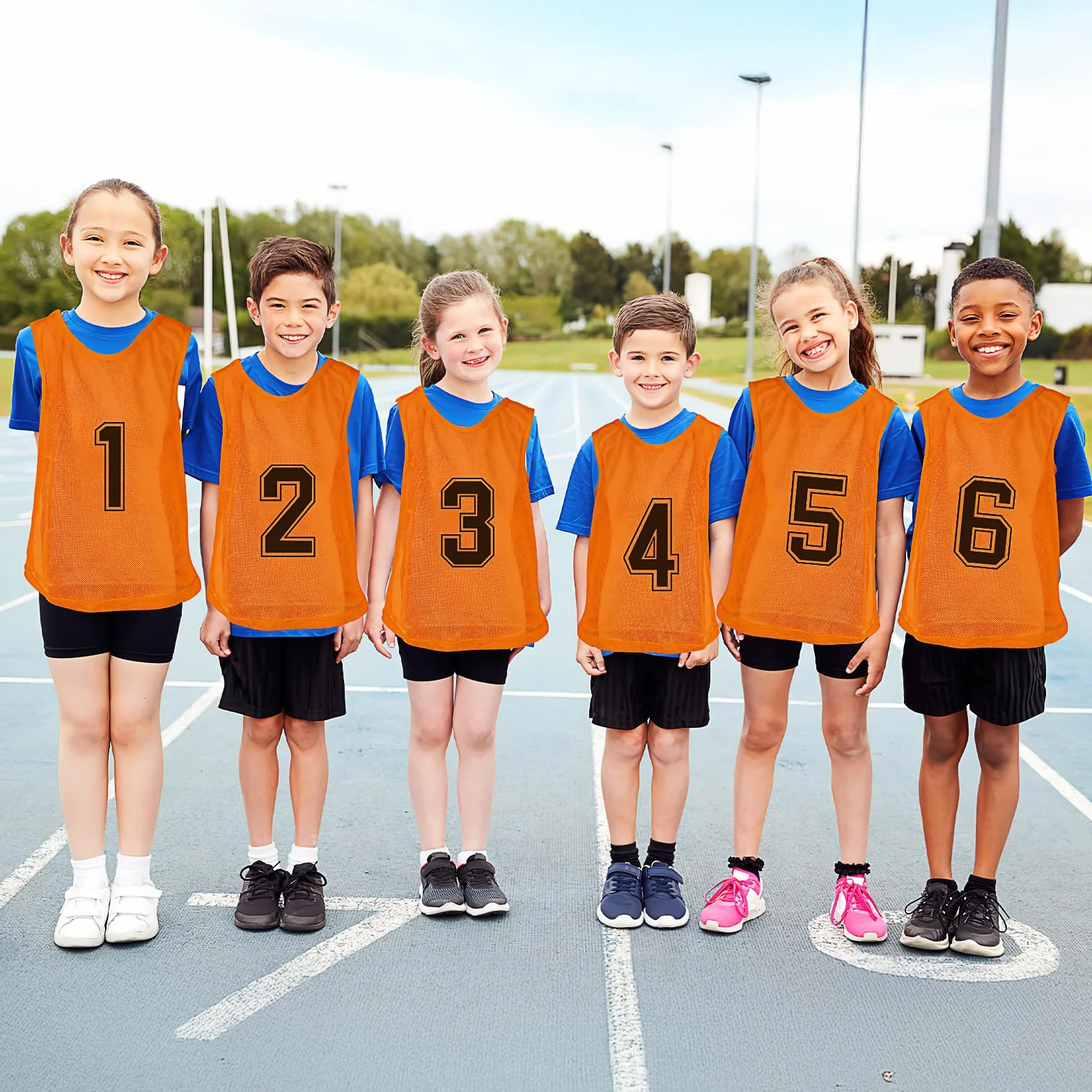 Pinnies Calcio Training Vest Mesh Numerato per Bambini Giovani 48 Pezzi