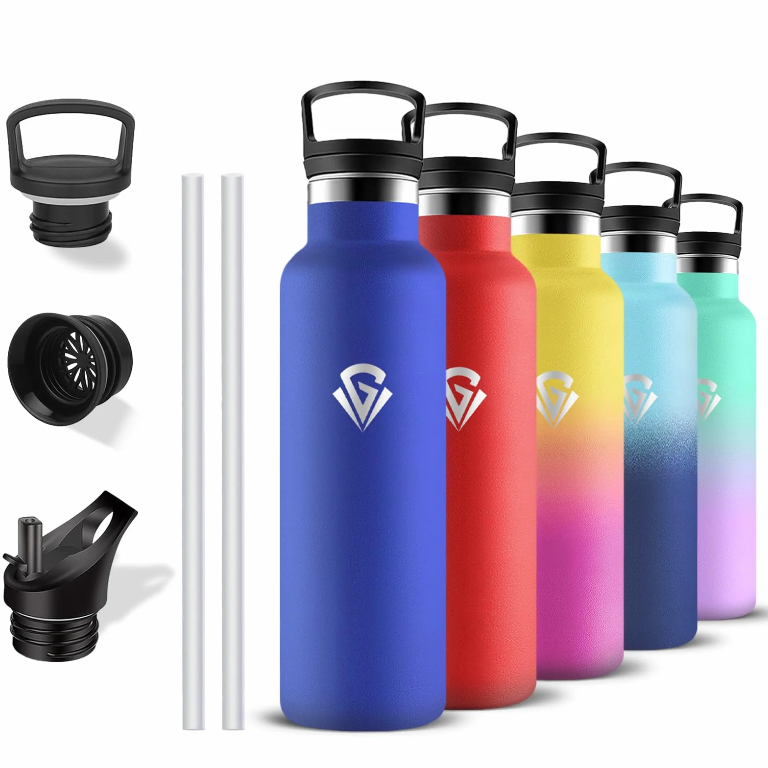 Borraccia Termica 750 ml Acciaio Inossidabile 18/8 Senza BPA con Cannuccia Senza Perdite per Campeggio Viaggio Palestra
