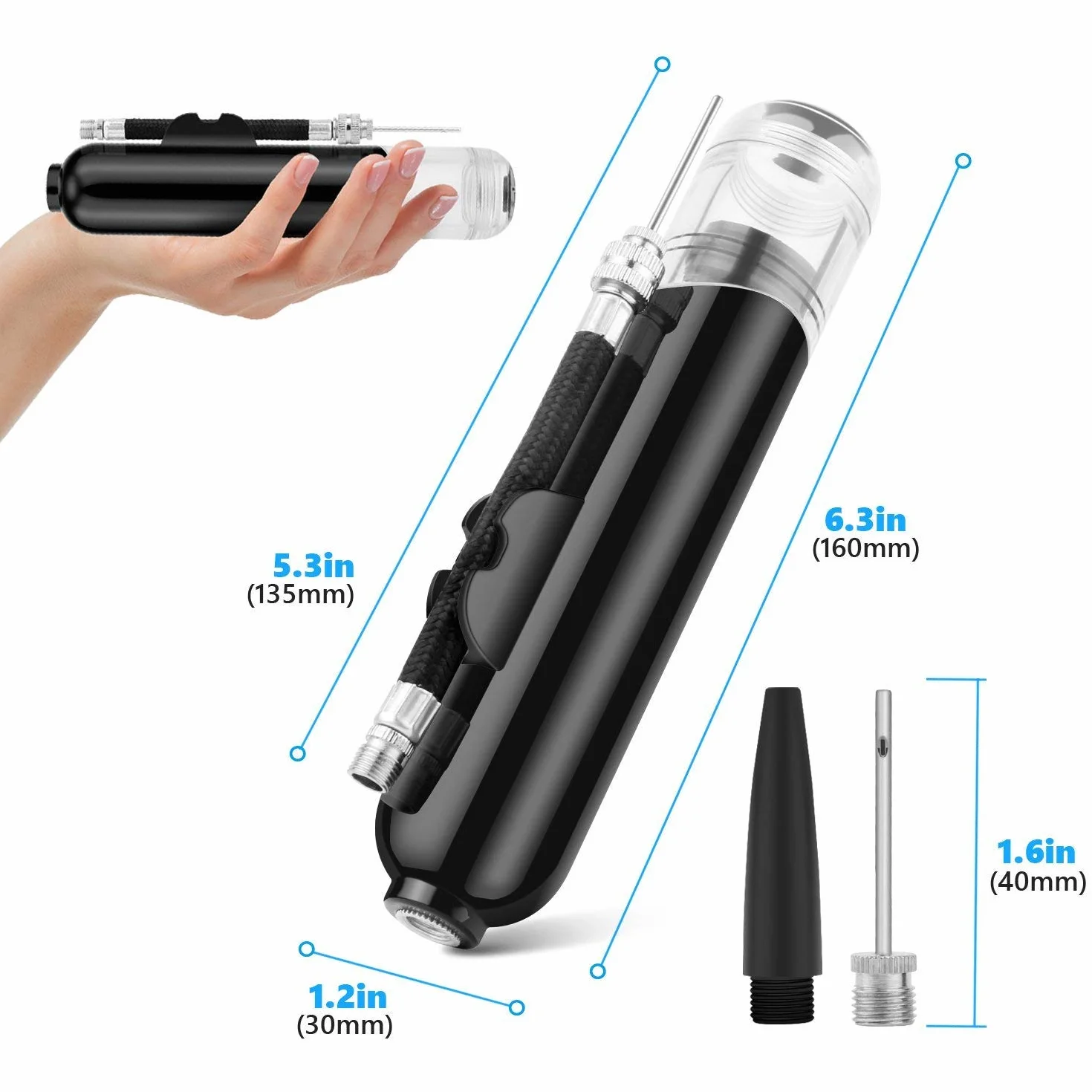 Pompa di Gonfiaggio Manuale Doppia Azione Portatile per Palla Bicicletta