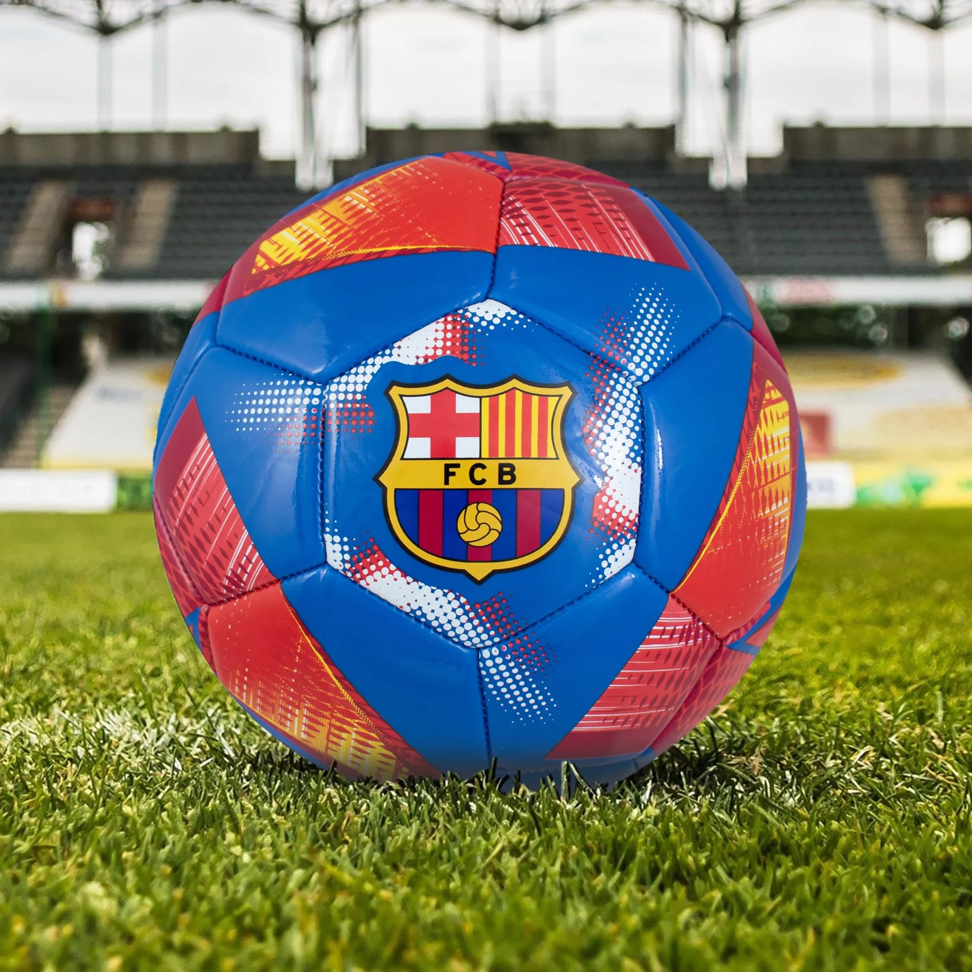 Hy-Pro Pallone da calcio con licenza ufficiale FC Barcelona, taglia 3, design a spirale, merchandising Barca, allenamento, collezione per bambini e adulti