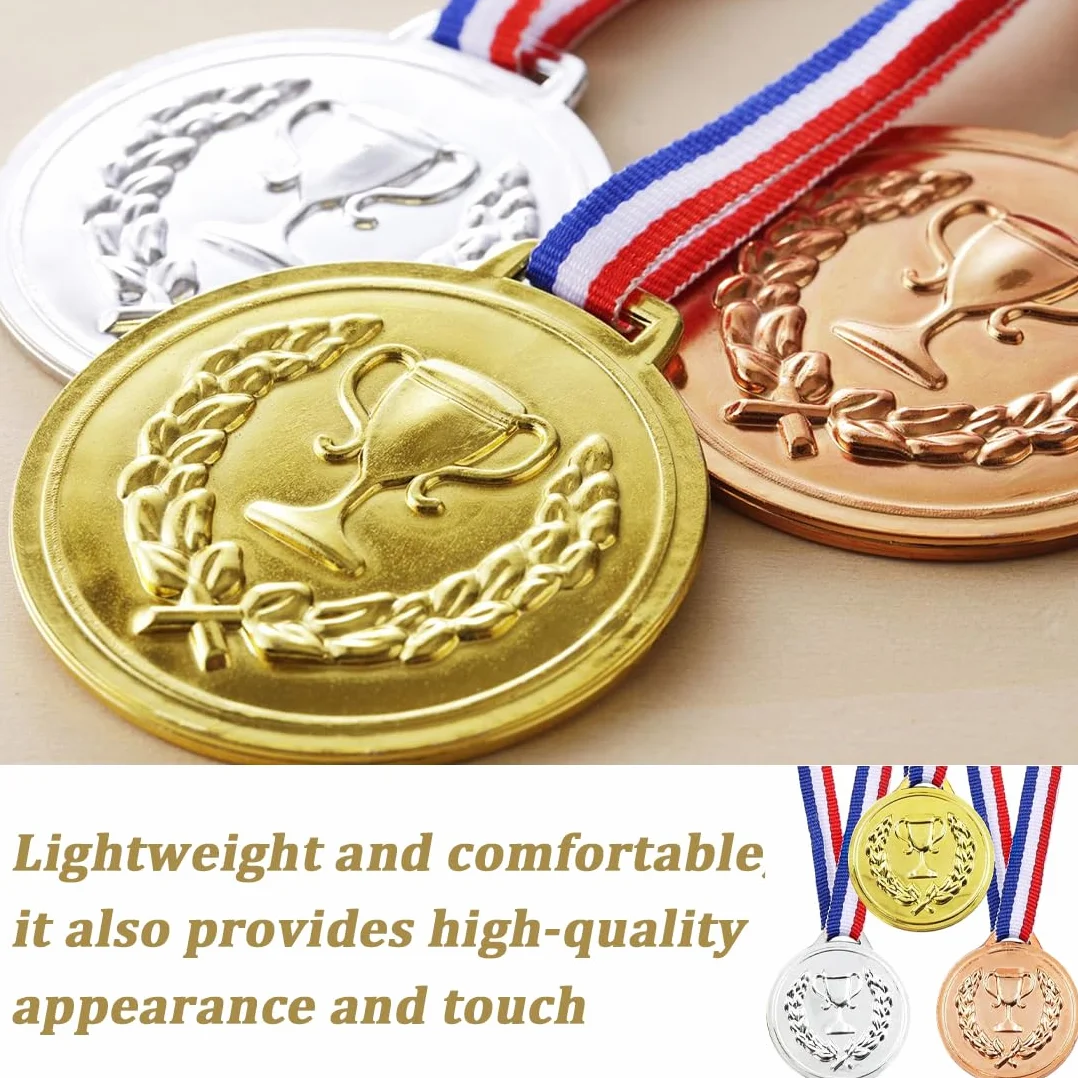 Medaglie Premiazioni Metallo 9 Pezzi Oro Argento Bronzo con Nastro Collo Vincitore 1 2 3 Stile Olimpico per Sport Scolastico