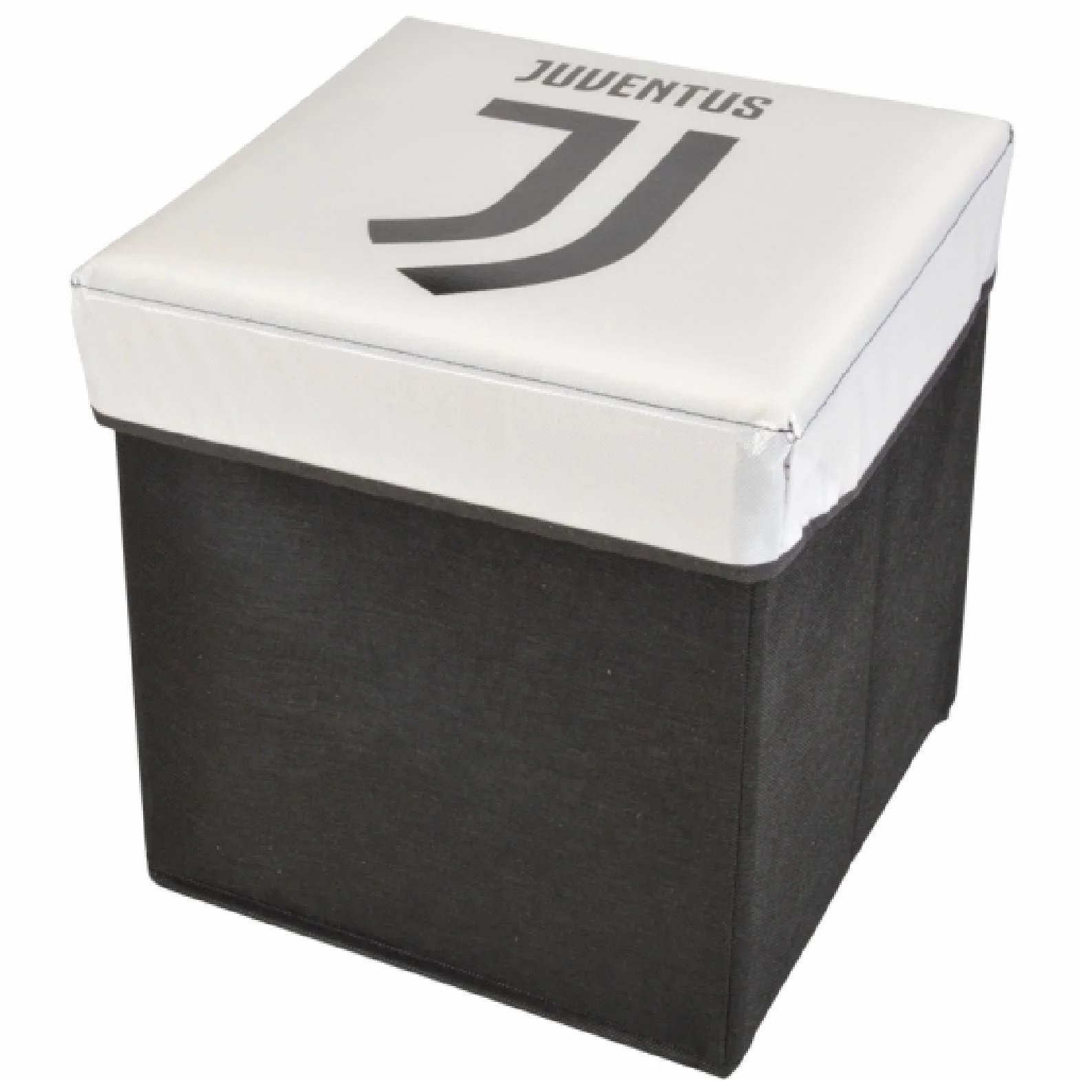 hermet Juventus 3500 100 2131 Pouf Contenitore, Poliestere, Bianco/Nero, 31x31x4 cm