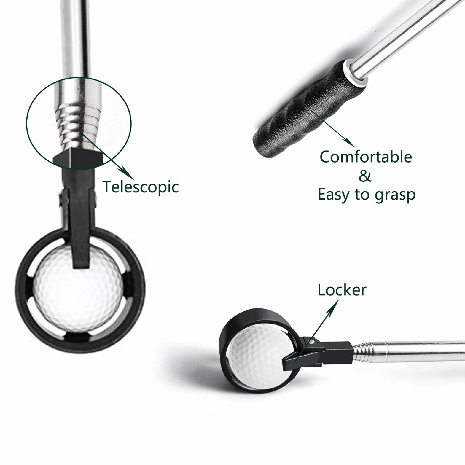 prowithlin Golf Ball Retriever, Retriever per Palline da Golf Telescopico Inossidabile per Acqua con Pinza per Pallina da Golf, Accessori da Golf Regalo da Golf per Uomo, Lunghezza: 1,83m / 2,74m