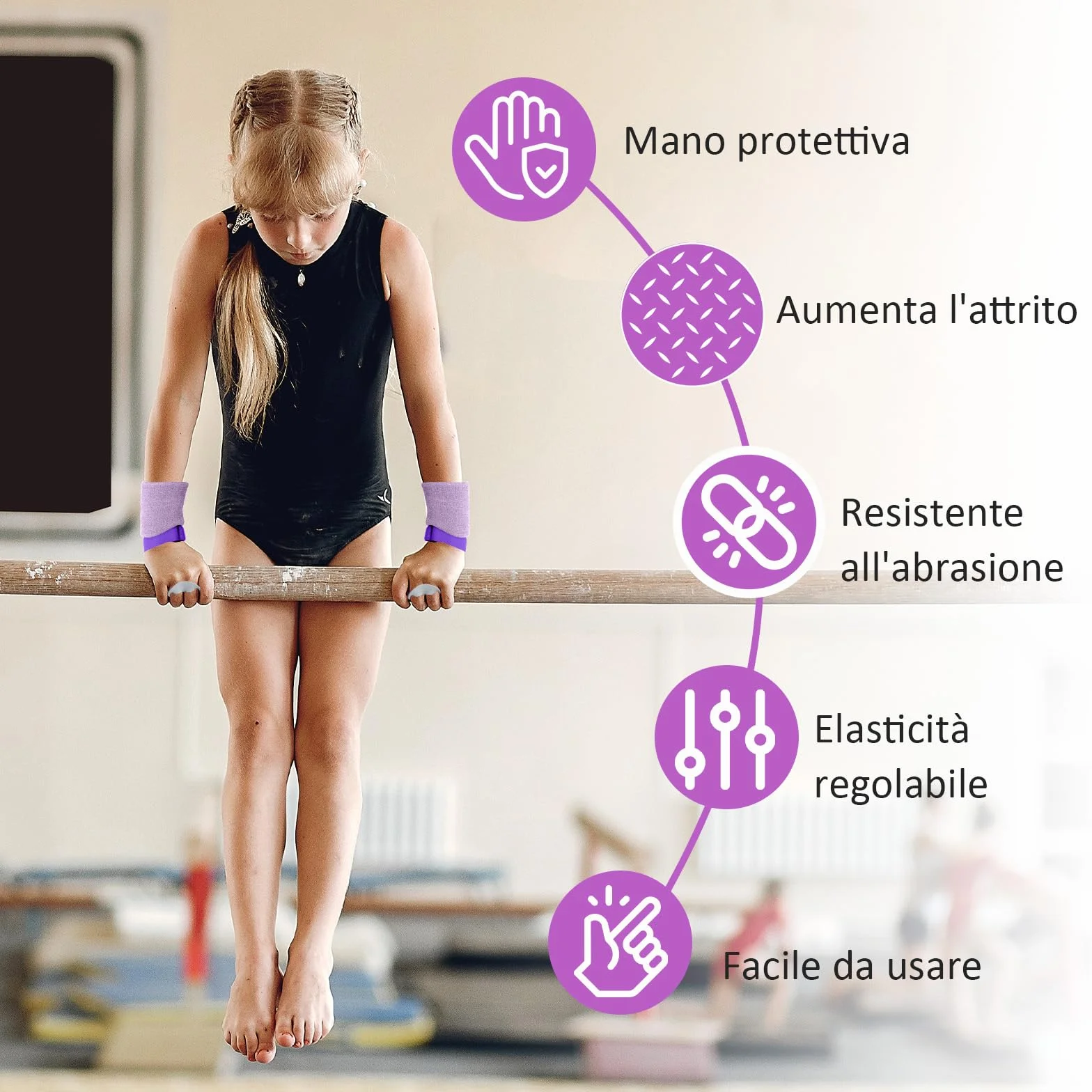 Scettar Set di Polsini da Ginnastica, 2 Paia Manopole Paracalli per Ginnastica Artistica, Falcon Grip Pad per Cross Training