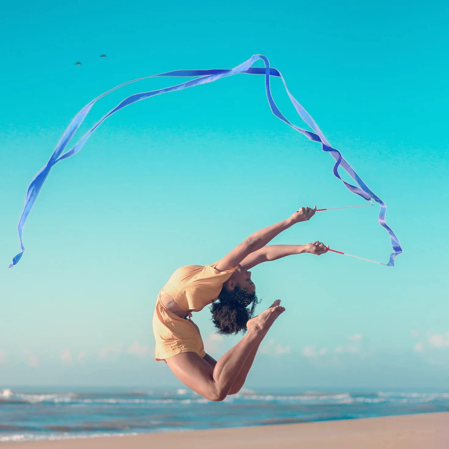 KINBOM 2 pezzi Nastri da Ballo 2 m Nastro da Ginnastica Ritmica con Bacchetta per Ballerino