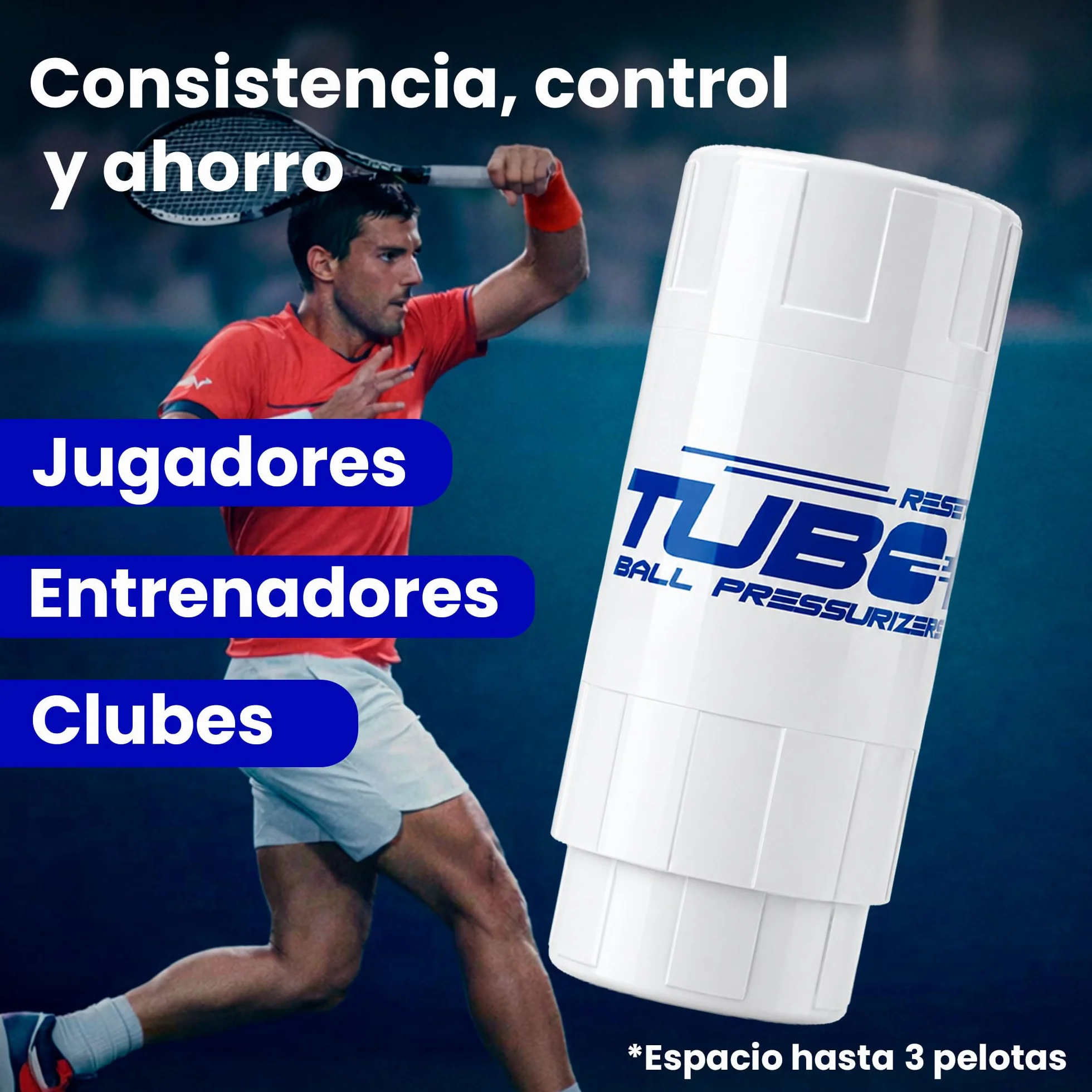 TUBOPLUS X3 Pressurizzatore per Palline da Padel e Tennis Contenitore Ermetico 3 Palline