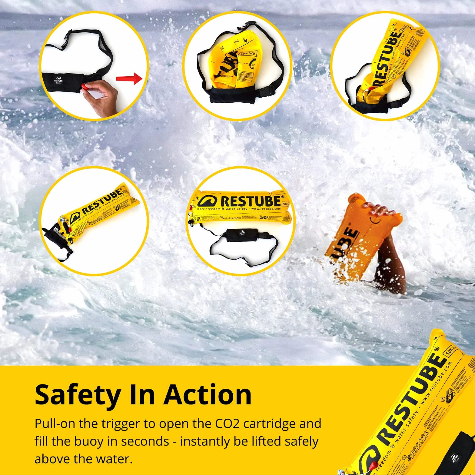Restube Bombolette CO2 16g Ricambio per Boe Gonfiabili Mare a Strappo Uso Nautico