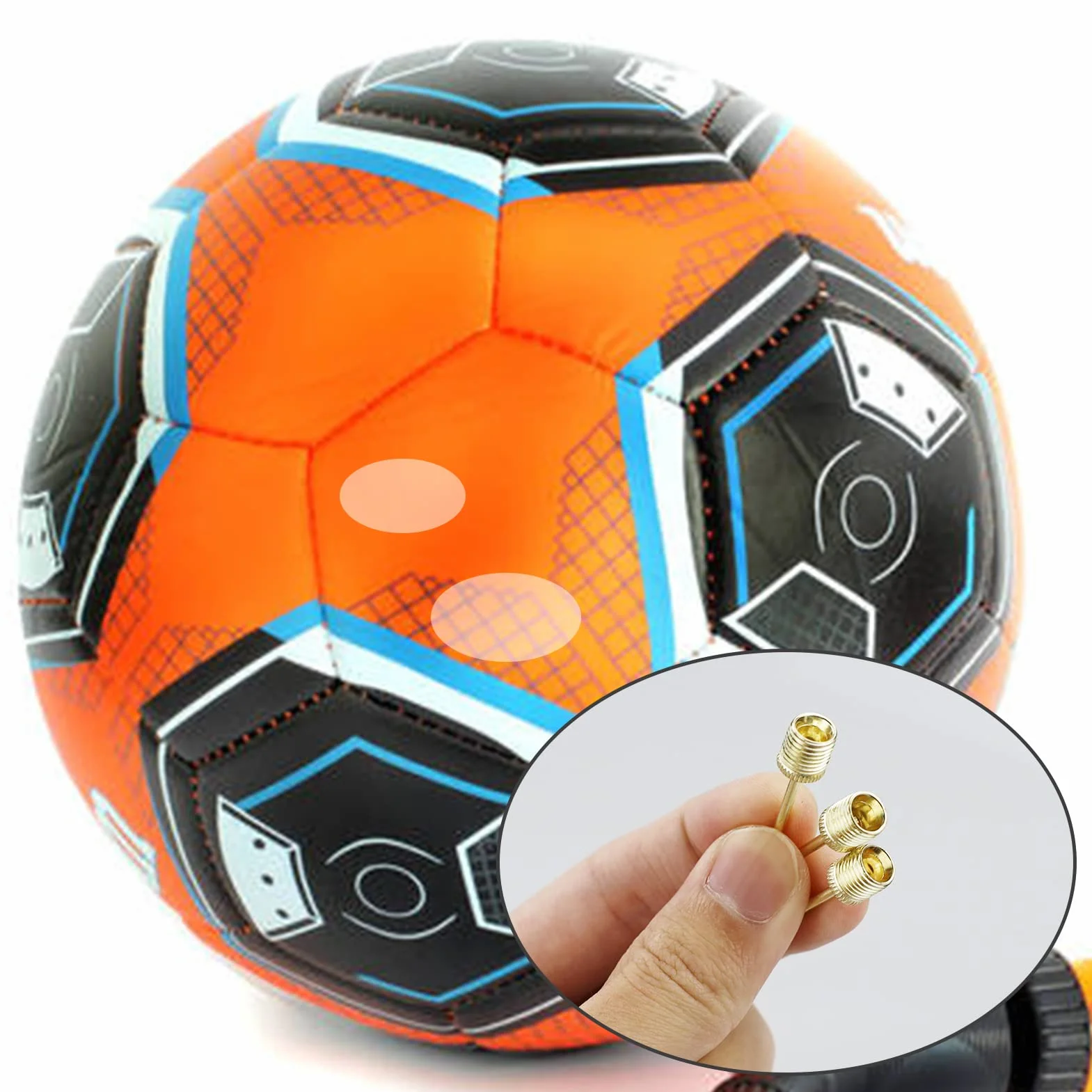 Aghi a sfera in acciaio inox per pompe da calcio, confezione da 10, fori laterali