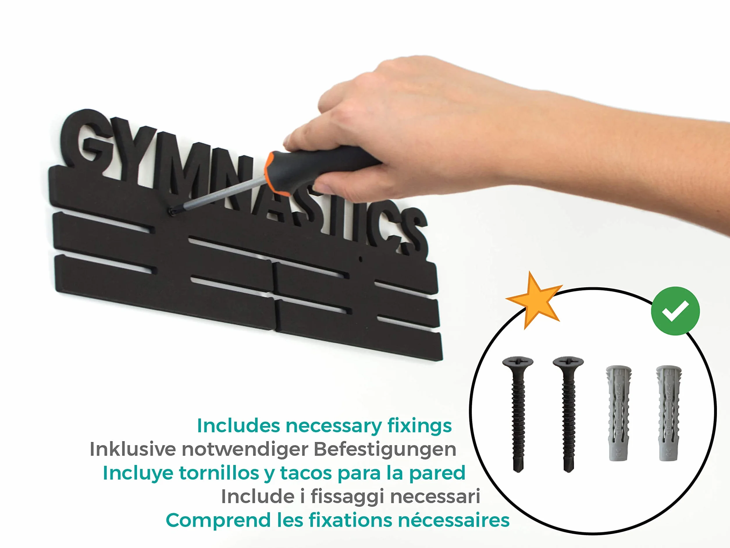 CONTRAXT Porta medaglie da Parete Legno Medagliere Appendi Espositore Sportiva Bambino Medal Hanger Display