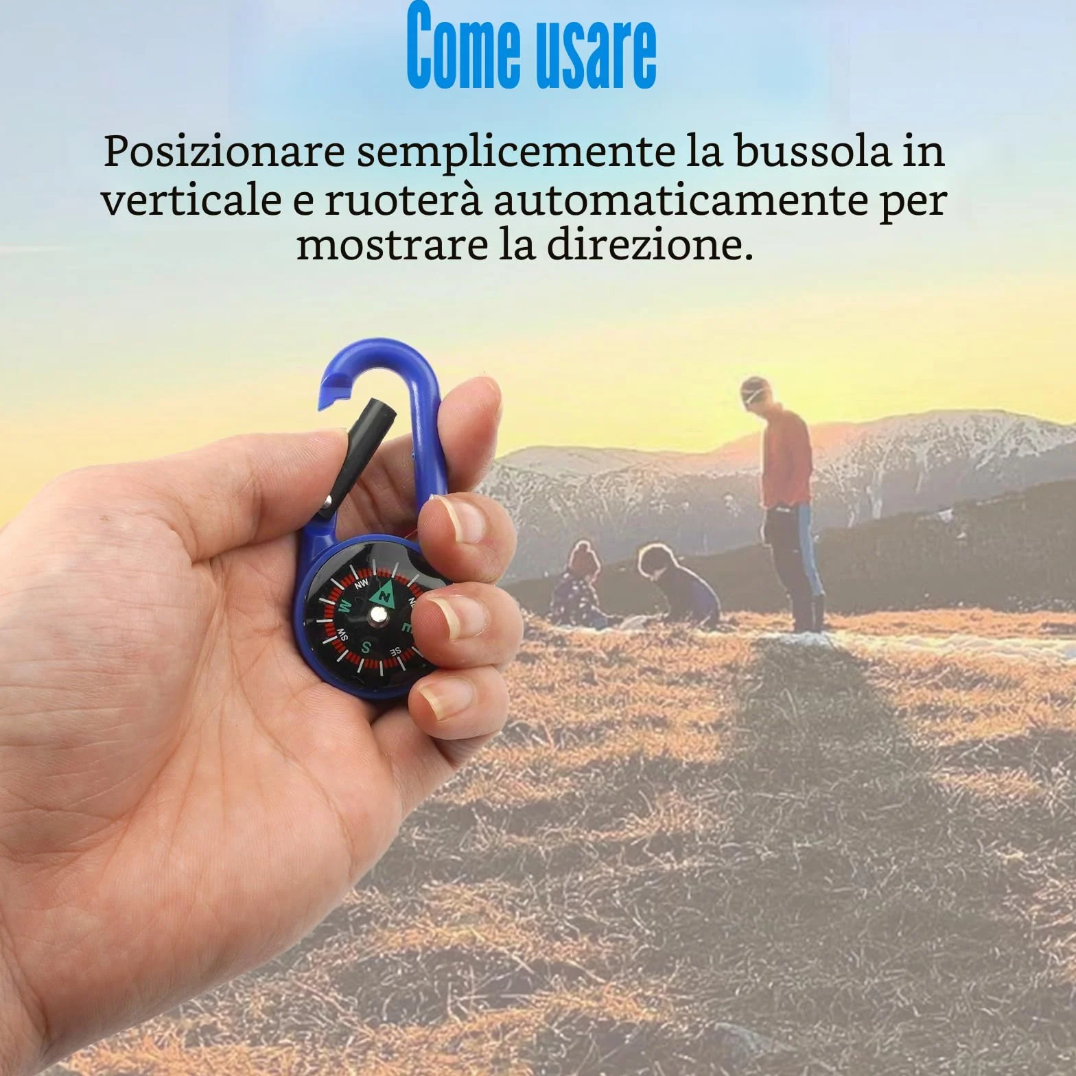 Bussola Portachiavi 10 Pezzi Bussola di Sopravvivenza da Campeggio con Moschettone Multicolor per Attività all'aperto