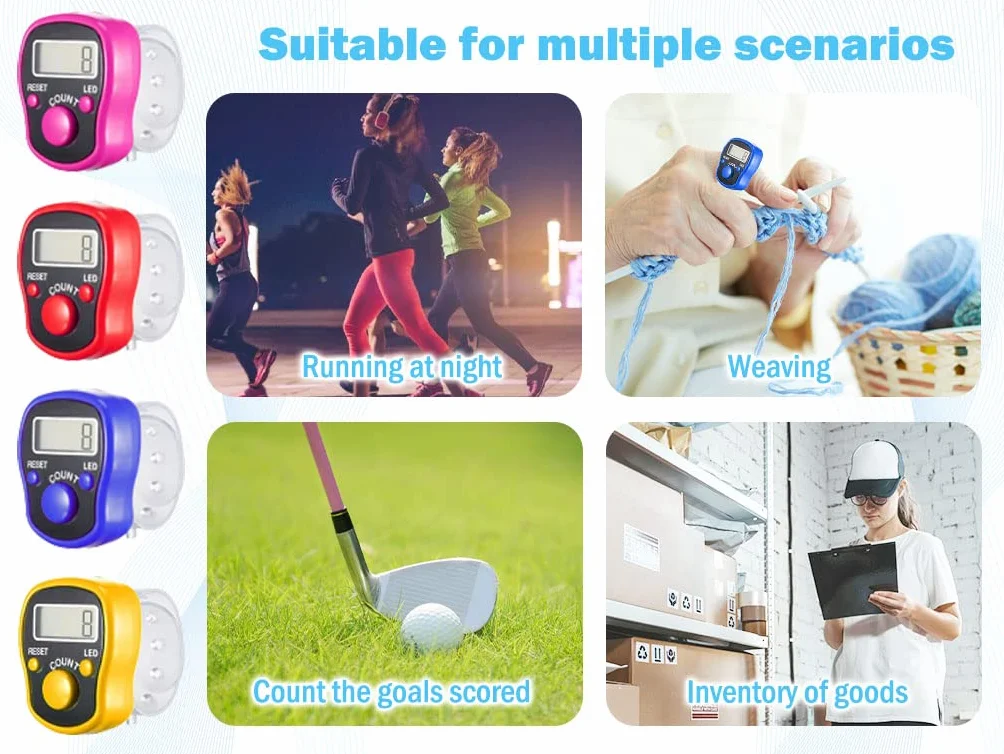 Contatori Digitali con Luce LED 8PCS, Mini Contatore delle Dita Elettronico LCD per Sport Golf Preghiera