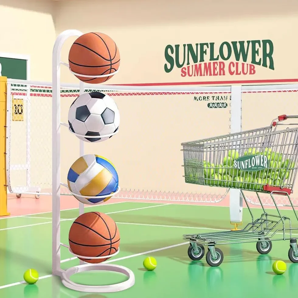 Rastrelliera da Basket per Palloni, Scaffale Stoccaggio Attrezzature Sportive