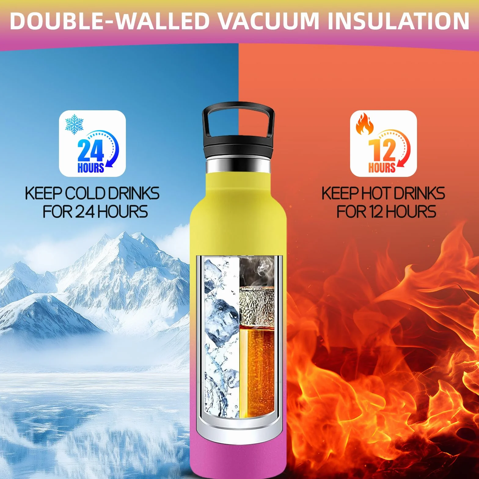 Grsta Borraccia Termica 500ml Senza BPA Acciaio Inox con Cannuccia per Ufficio Ciclismo Corsa