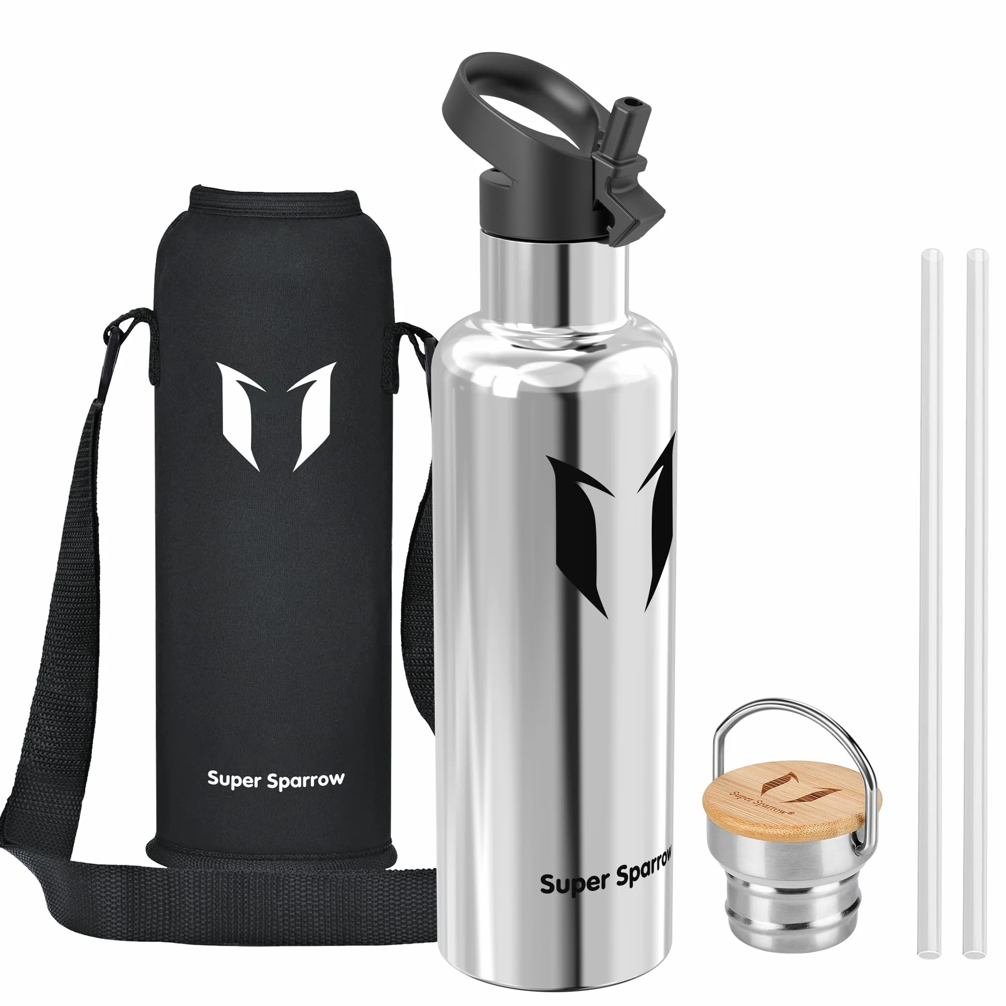Super Sparrow Borraccia Termica 1L - Bottiglia Senza Perdite Senza BPA - Per Scuola, Sport, Campeggio