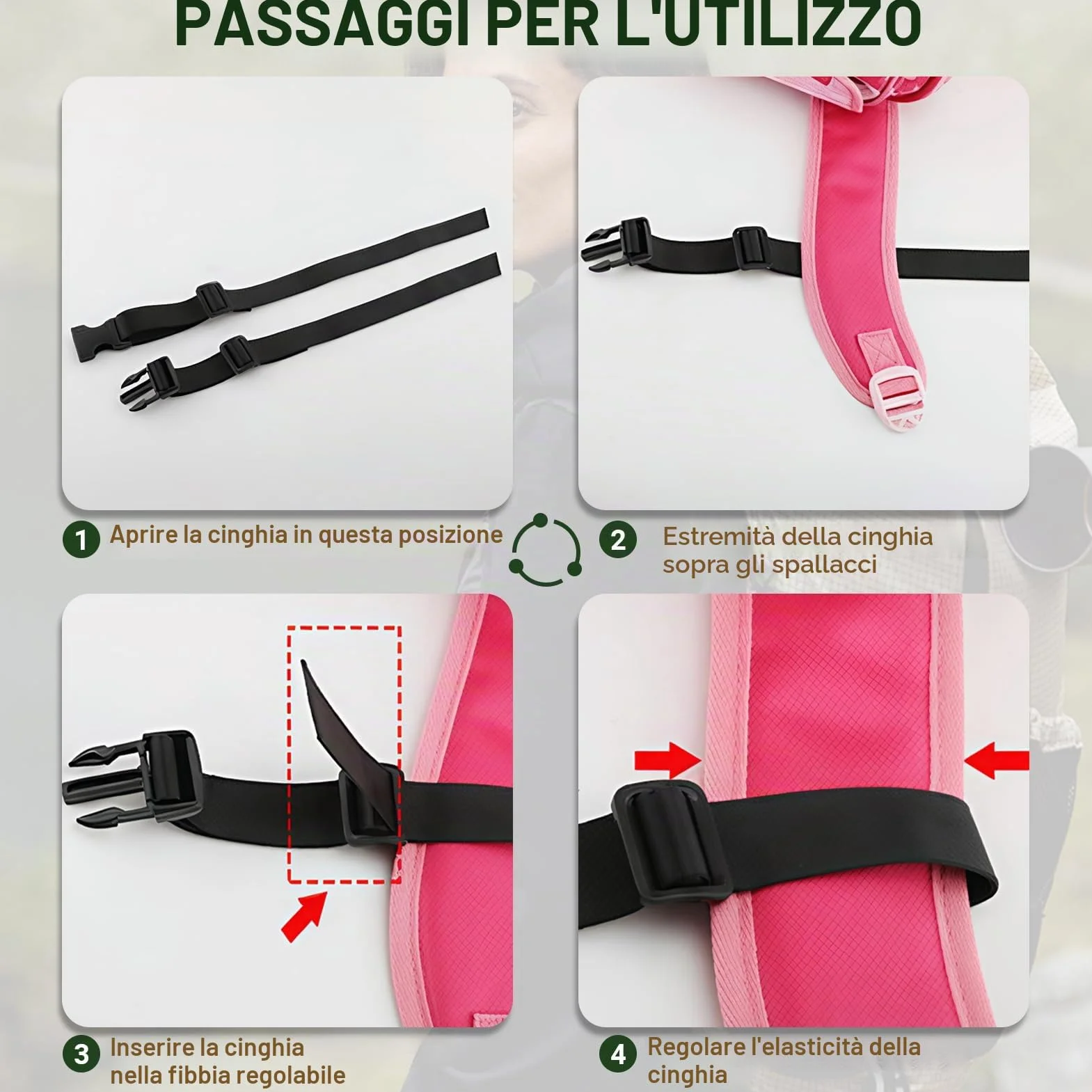 Cintura Toracica Regolabile 2.5cm Antiscivolo per Zaino con Chiusura Rapida, Universale per Escursioni Viaggi (Nero)